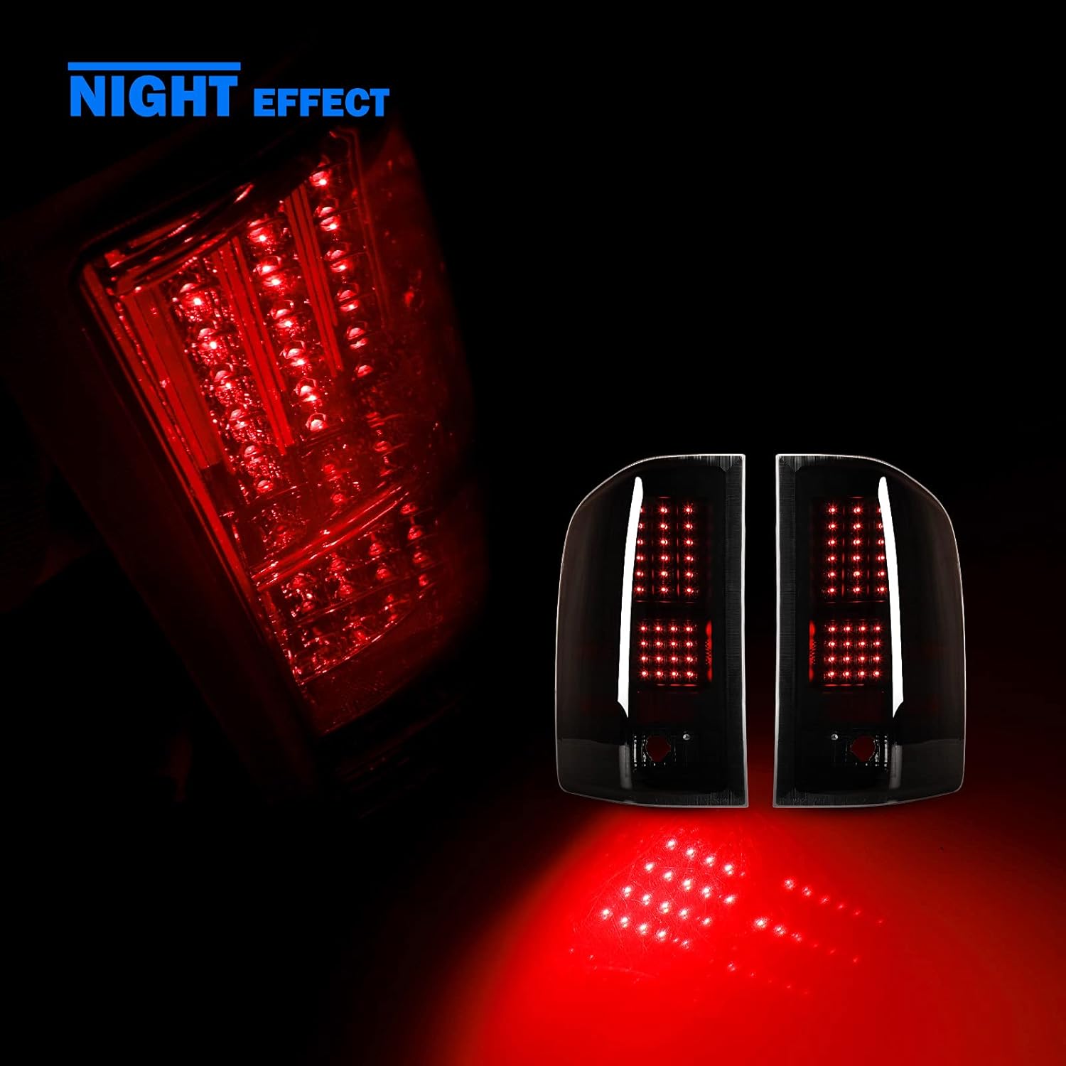 LED Tail Lights Assembly Compatible for 2008-2013 Chevy Silverado 1500, 2008-2014 Chevy Silverado 2500HD/3500HD and 2007-2014 GMC Sierra 3500HD SL, SLE Model Tail Lights Replacement(Smoke Lens)