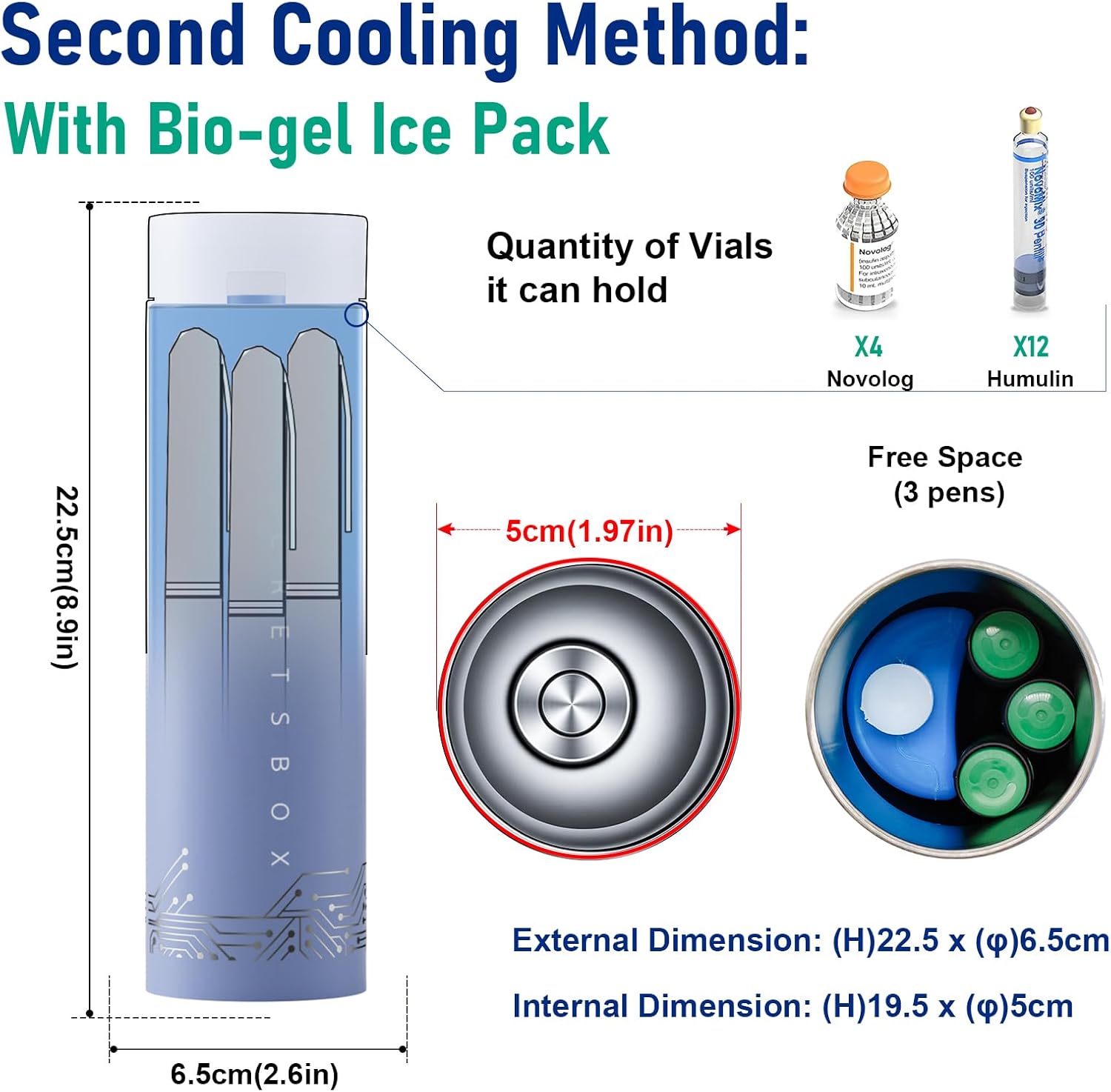 Electric Insulin Cooler Travel Case, 4 Pens Mini Medication Fridge with Biogel, USB Medicine Cooler Keeps Dynamic Temp 36-46℉