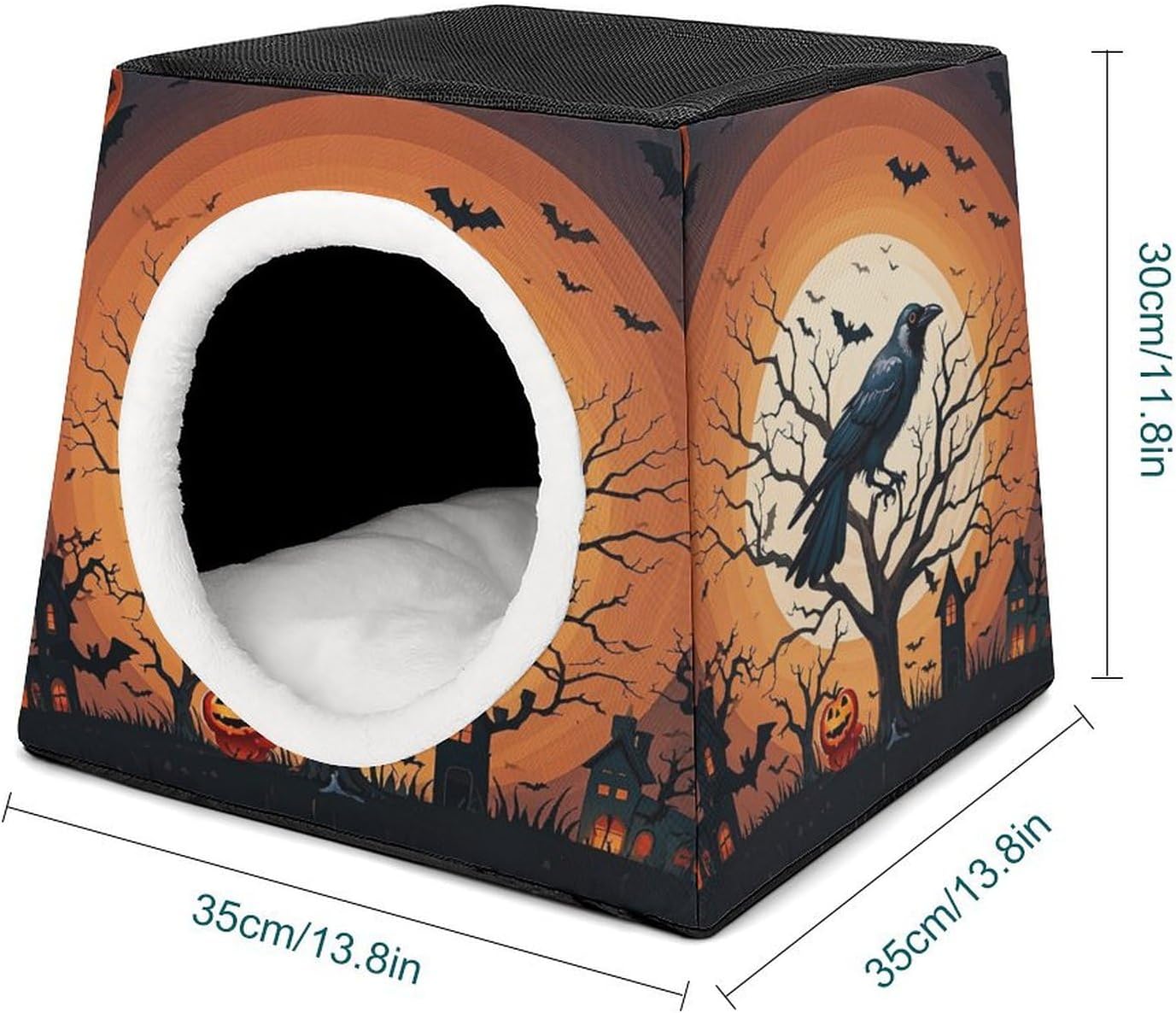 Pet Sleeping Nest Bed, Raven Halloween Printed Dog House Cat Nest, Winter Pet House are Suitable for Most Cats, Dogs, and Other Small Pets
