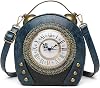 حقائب اليد ساعة العمل الحقيقية محفظة العتيقة Steampunk حقيبة الكتف بو رسول حقيبة، الأزرق
