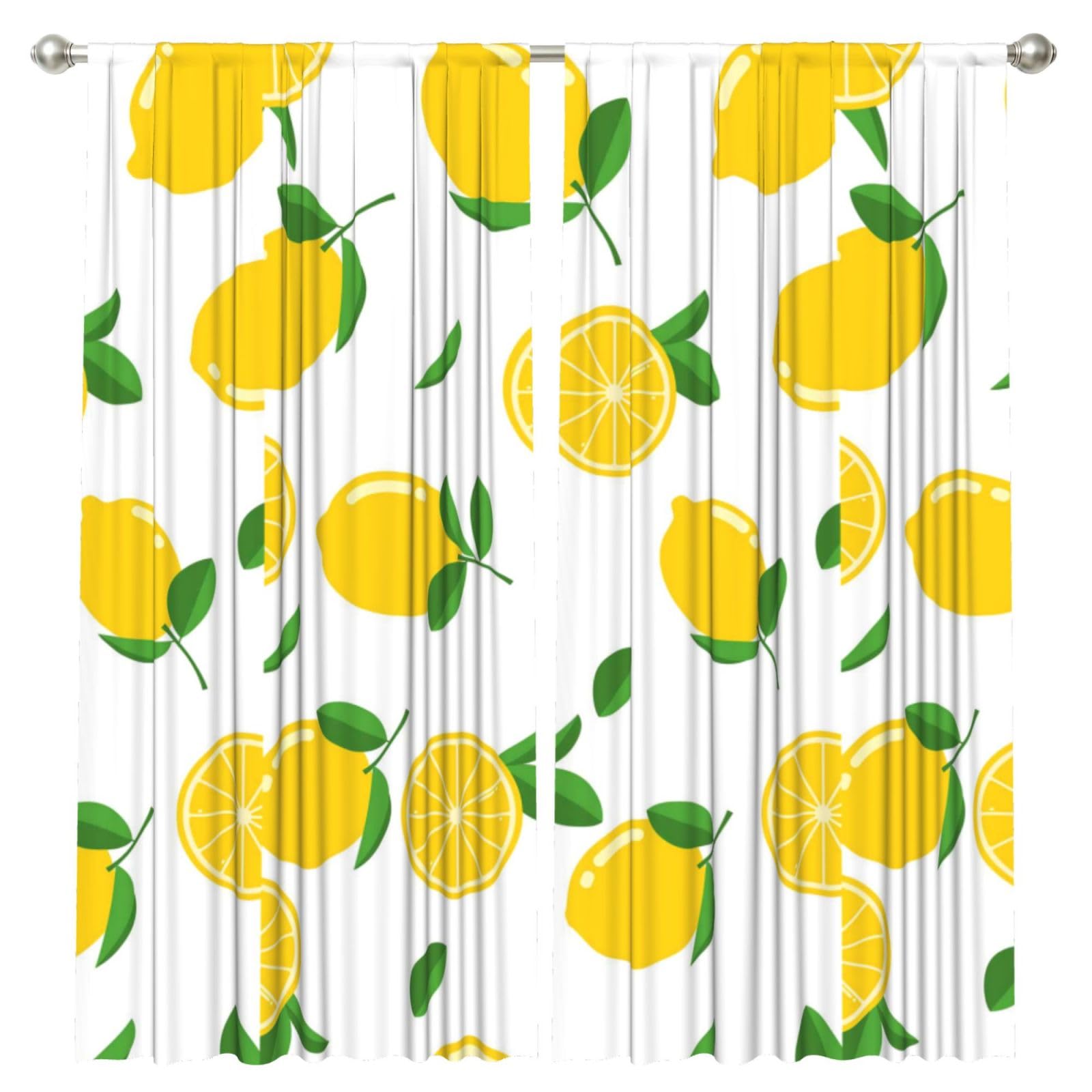 InOmak Yellow Lemon, 2 Panels Window Curtains 52 x 84 Inch Blackout Curtains for Living Room Bedroom