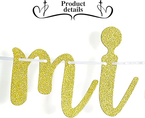 Miniatura 6 de Mi Primera Comuniòn Banner – Bautismo de bebé/Primera Comunión – Dios bendiga a este niño Baby Shower boda fiesta decoración suministros (purpurina