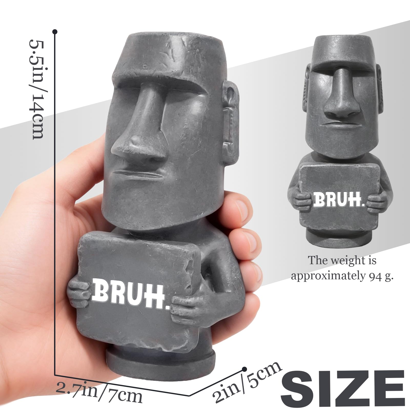 Divertente statua Moai da scrivania, testa dell'isola di Pasqua Bruh, regalo per uomini e ragazzi, in resina, idea regalo per colleghi, decorazione per sala giochi, idee elefante bianco