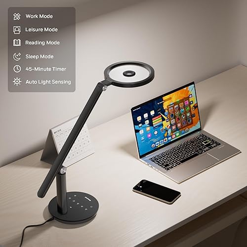 Miniatura 5 de Honeywell Lámpara de escritorio para oficina en casa, H6 Sunturalux Luz de escritorio LED para cuidado de los ojos, lámpara de escritorio regulable