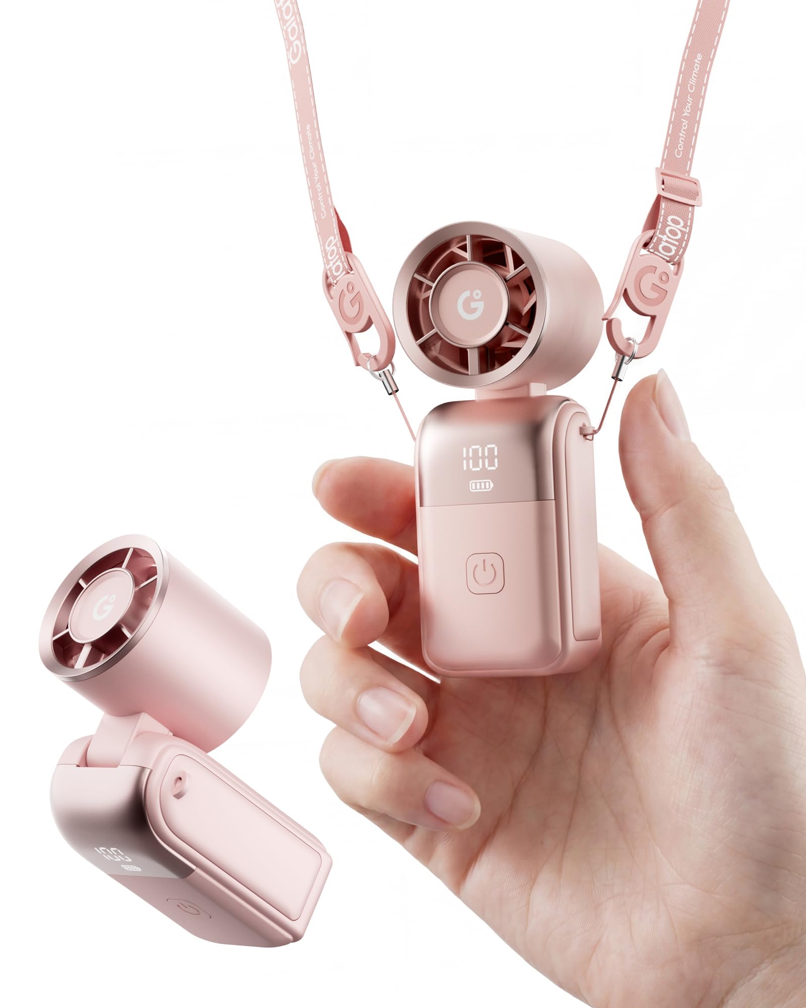 gaiatop Mini Handheld Fan Portable, 3-in-1 Foldable Small Turbo Fans with 6-Gear High Speed, Max 15 Hrs Rechargeable Hand Fan, Summer Outdoor Camping Travel Essentials, Gifts for Women Girls, Pink