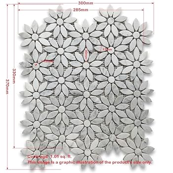 Stone Center Online Carrara White Marble Daisy Flower