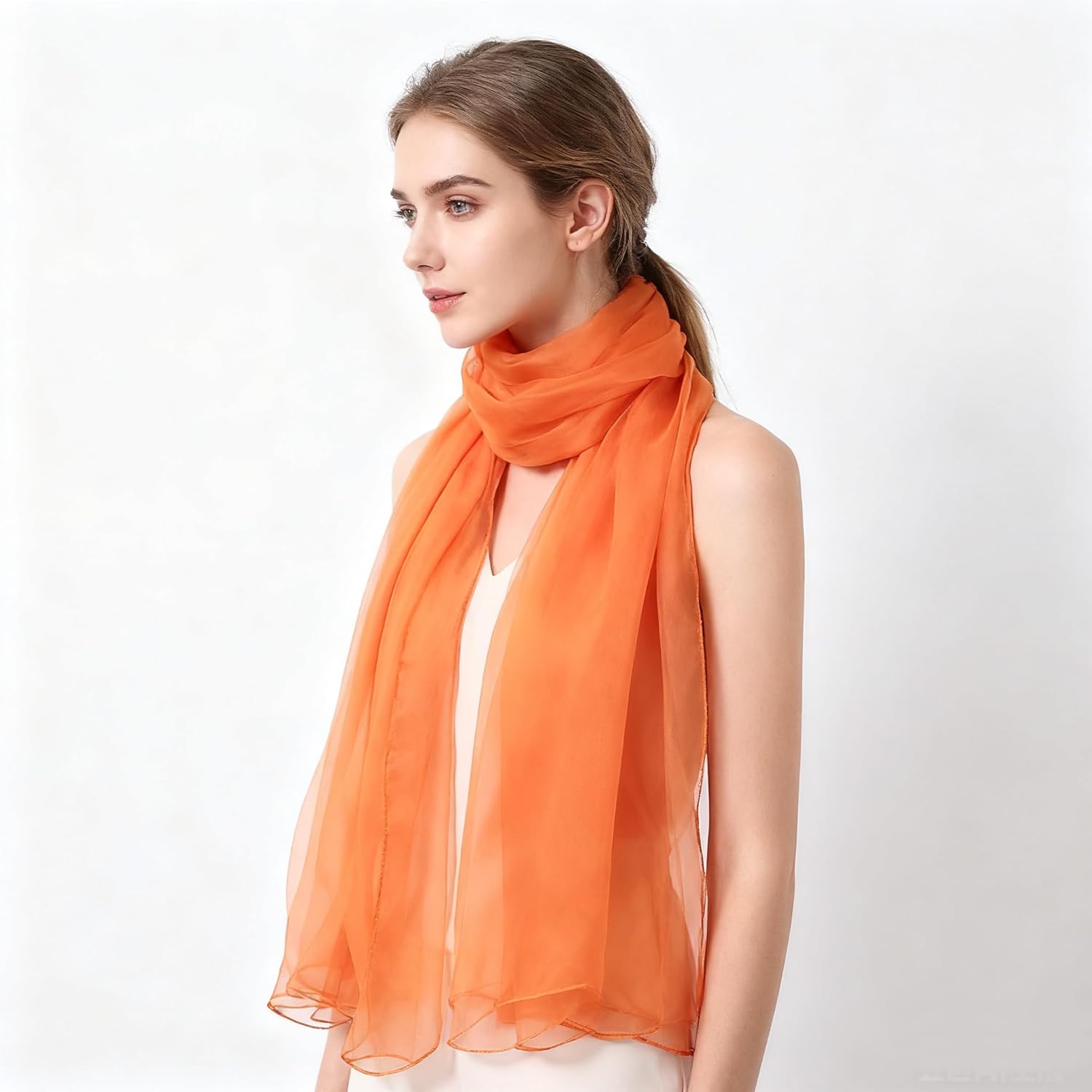 K-Elewon Solid Color Silk Feeling Scarf Fashion Scarves Wrap Long Lightweight Shawls for Women - Image 3