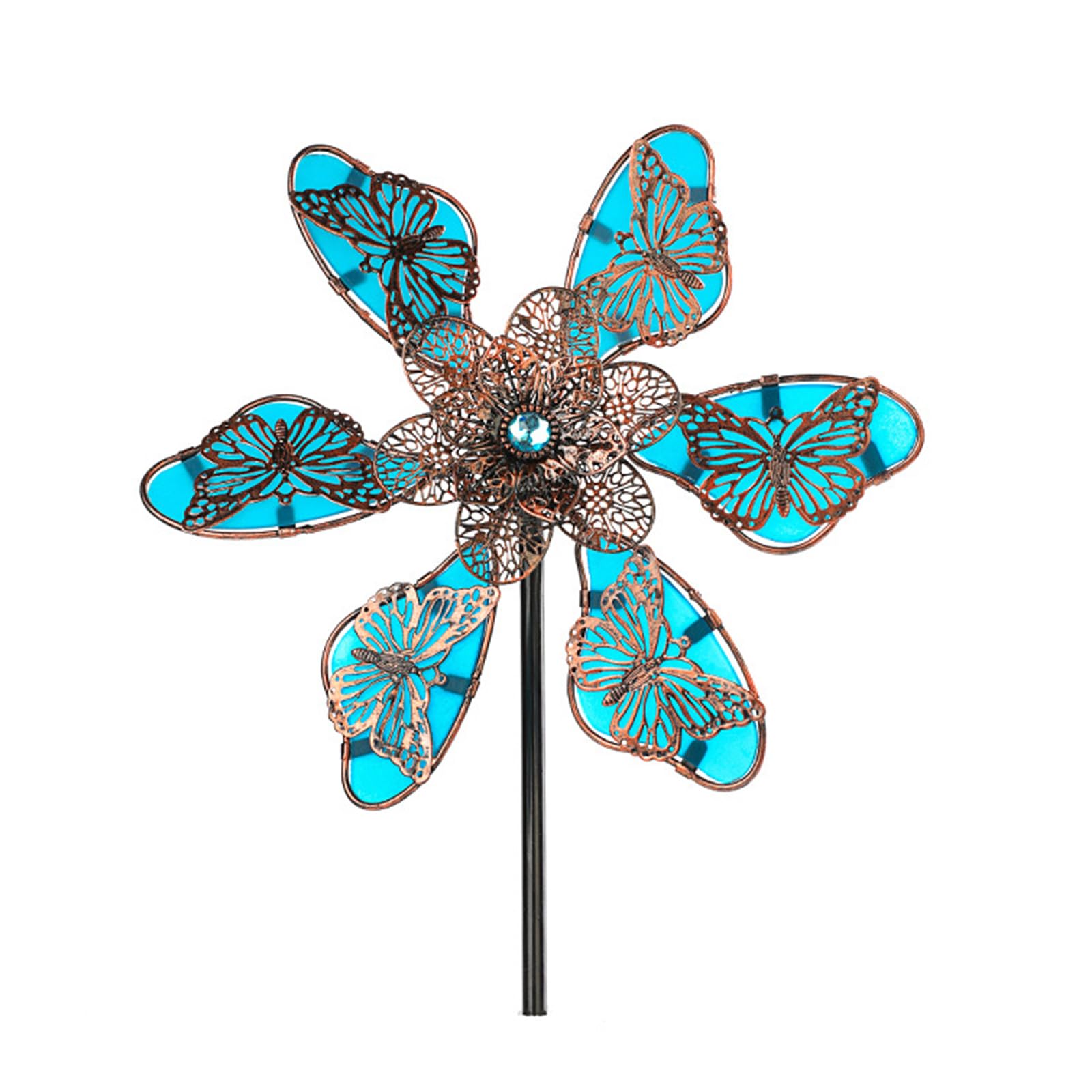 Weatherproof Metal Windmill Spinner Carving Patio Lawn Garden Outdoor Space Rotating Art Decor Night Luminous Outdoor Windmill Decoration