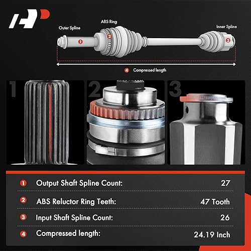 Miniatura 2 de A-Premium Conjunto de eje de eje CV compatible con modelos Hyundai y Kia - Sonata 1999-2005, Optima 2001-2006, Magentis, V6 2.5L 2.7L - Lado del