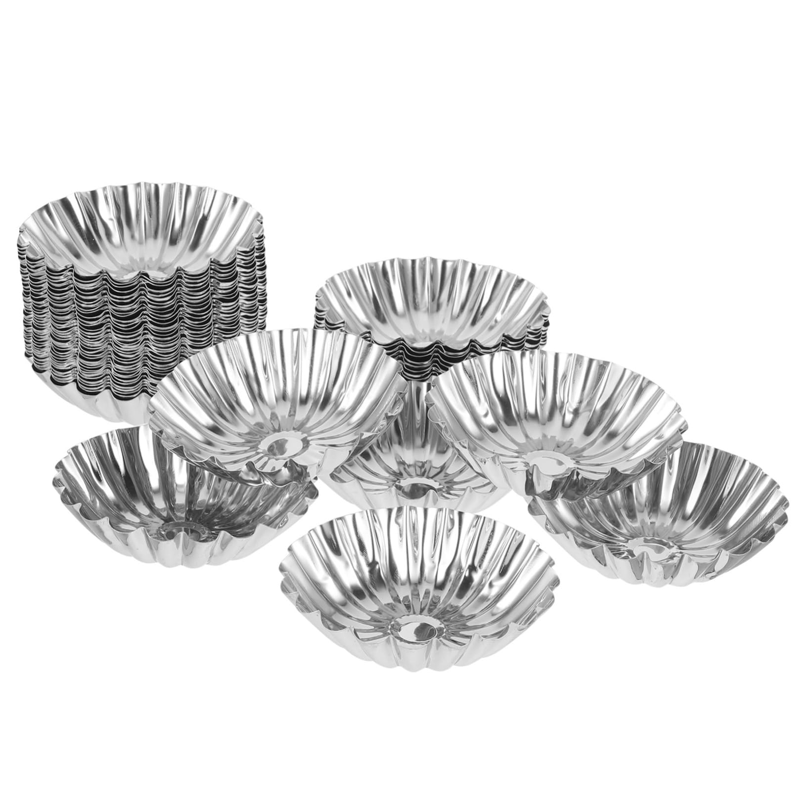 SOLUSTRE 50 piezas Moldes para Tartas de Huevo Inoxidable de Resistentes y Reutilizables Antiadherentes para Hornear Pudines Cupcakes y Postres Caseros para Cocina y Repostería Profesional