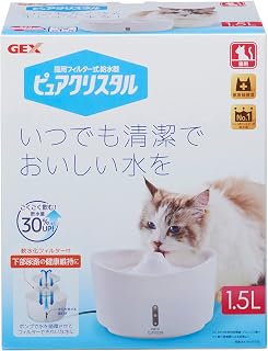 GEX 纯水晶 白色 静音 附带1个软水过滤网 维持下部尿道健康 过滤式供水器 猫用 1.5升