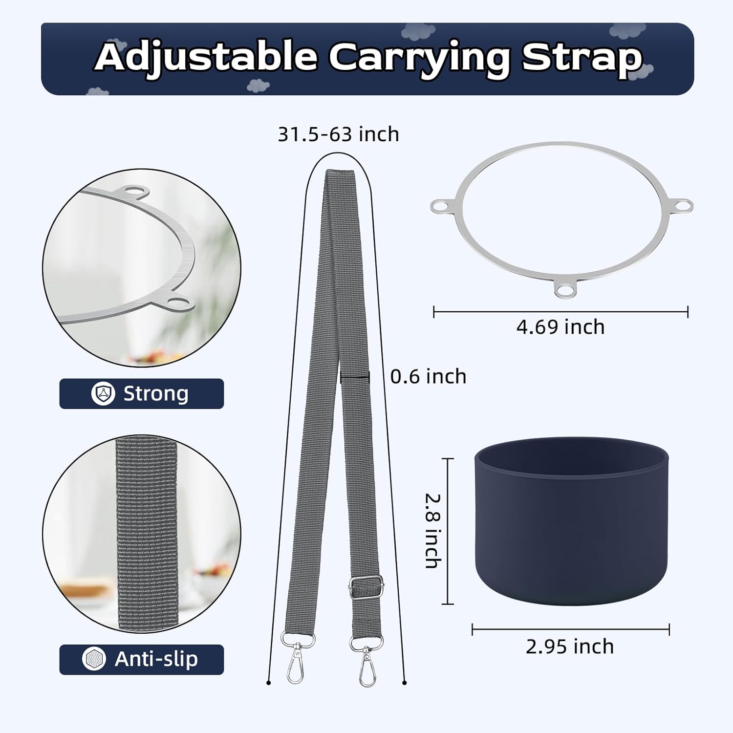Accessories Set Compatible with Owala 30oz & 40oz FreeSip Sway Bottles & Tumblers, Carrier with Strap & Silicone Boot, Adjustable Shoulder Crossbody Handle Strap - Image 7