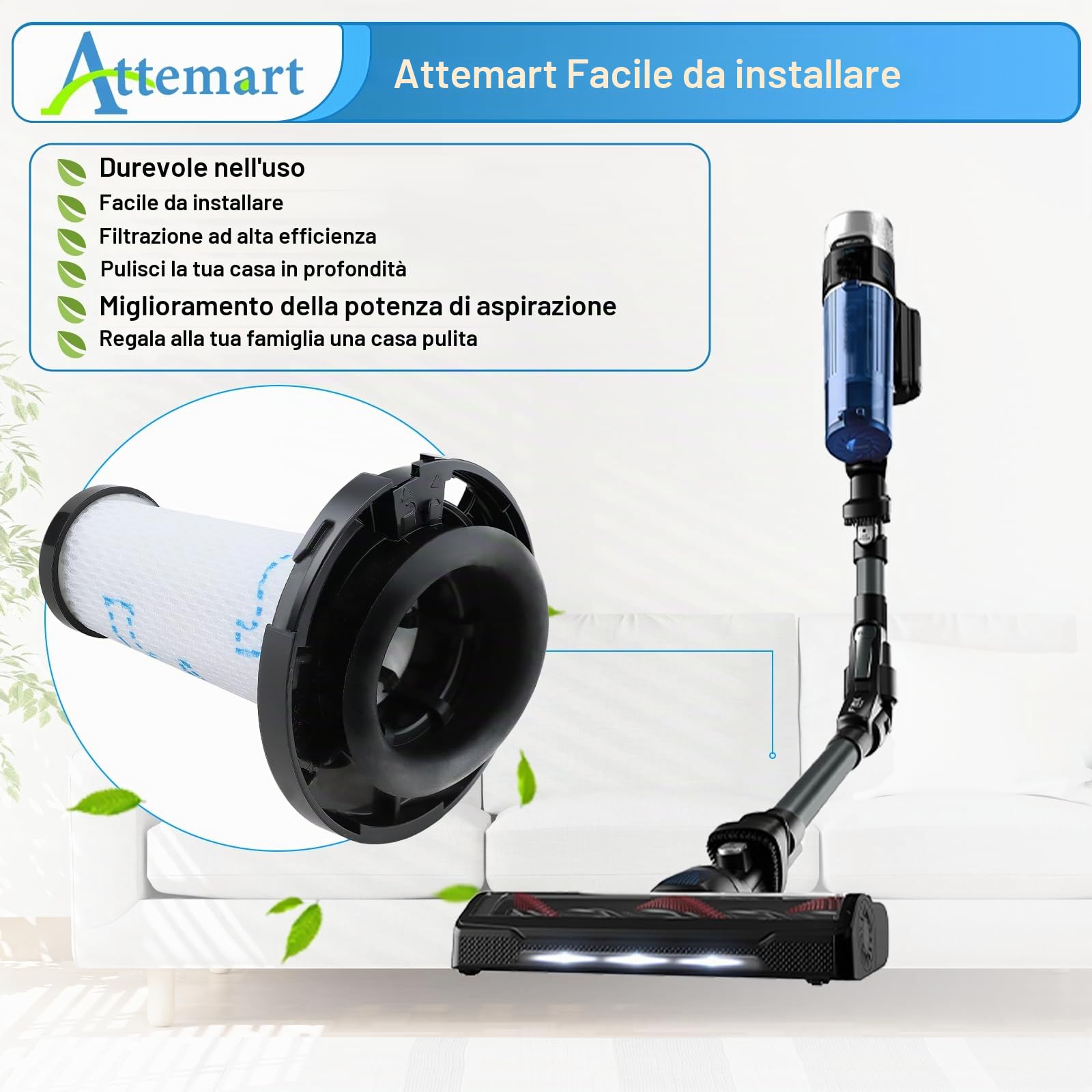 Filtri di Ricambio per Rowenta X-Pert 7.60 Animal/X-Force Flex 9.60 Aqua RH6A31 RH6A33 RH6A73 RH20C0 RH2077 X-Nano RH1127 RH1129 Aspirapolvere Accessori, Alternativa a ZR009010, 3 pezzi