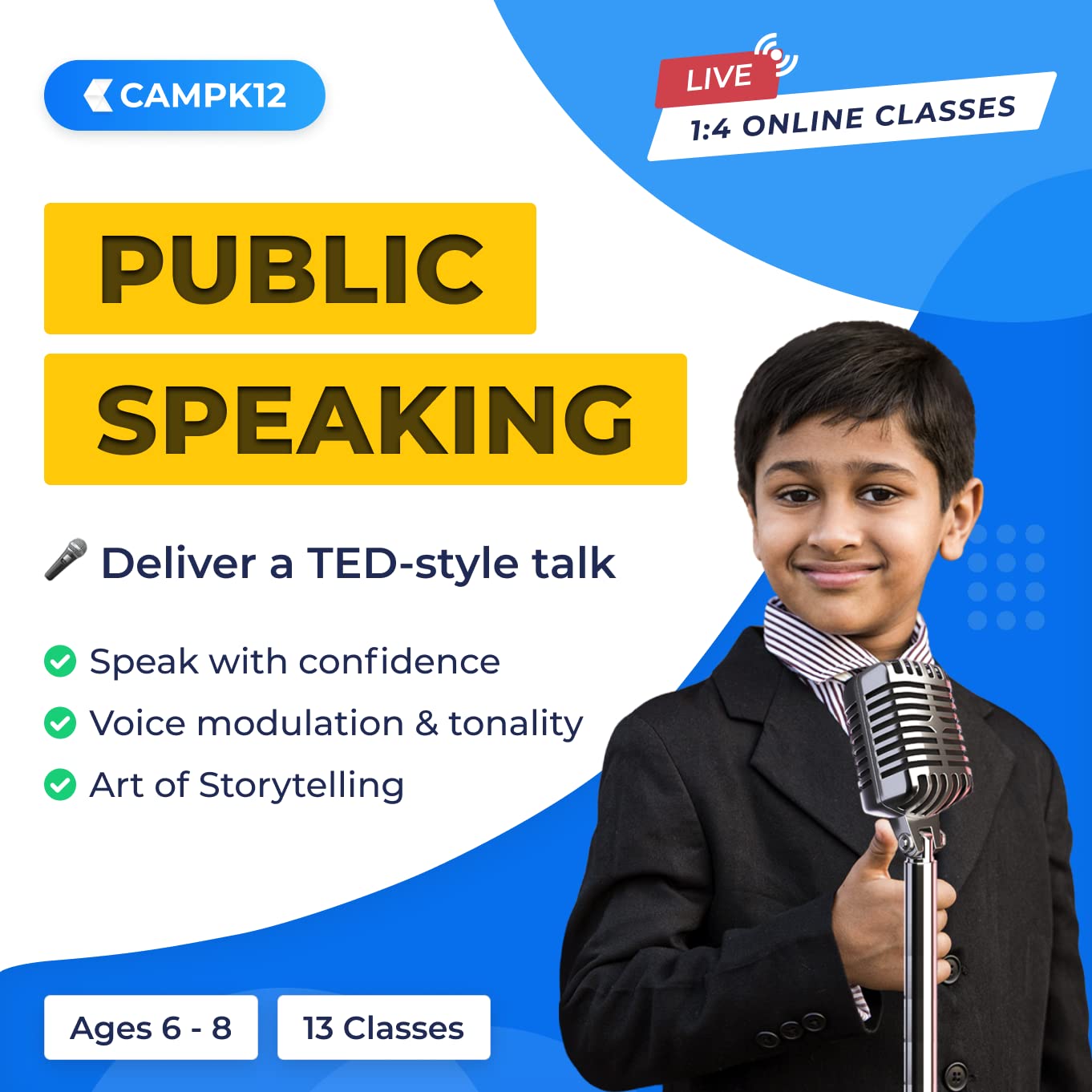 Camp K12 - Public Speaking - Deliver a TED style talk - 6-8 yrs - LIVE - 13 classes - 1:4 online group class [Email delivery in 2 Hours- no CD]-image-35