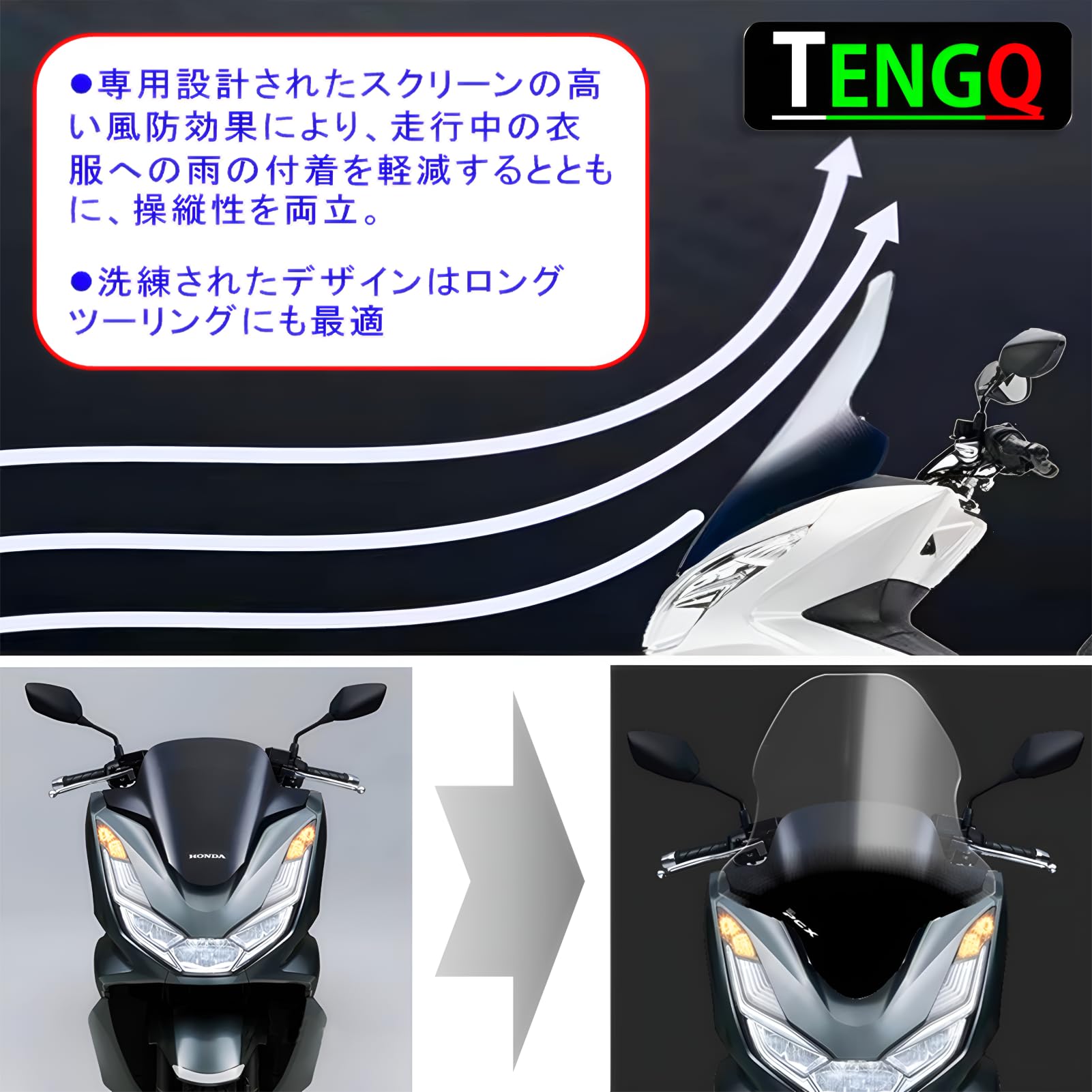 Amazon | PCX160/e:HEV(21~23年モデル)用 ボディマウントシールド JK05
