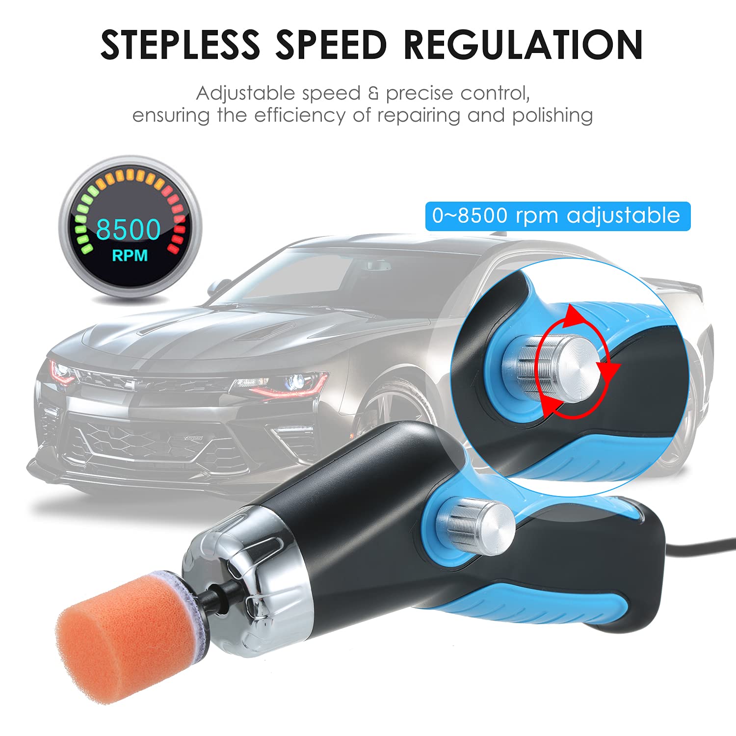 Mini lucidatrice da 60 W, con presa accendisigari, 8500 giri/min, lucidatrice elettrica a velocità variabile, lucidatrice elettrica, lucidatrice, macchina per la riparazione della superficie dell'auto
