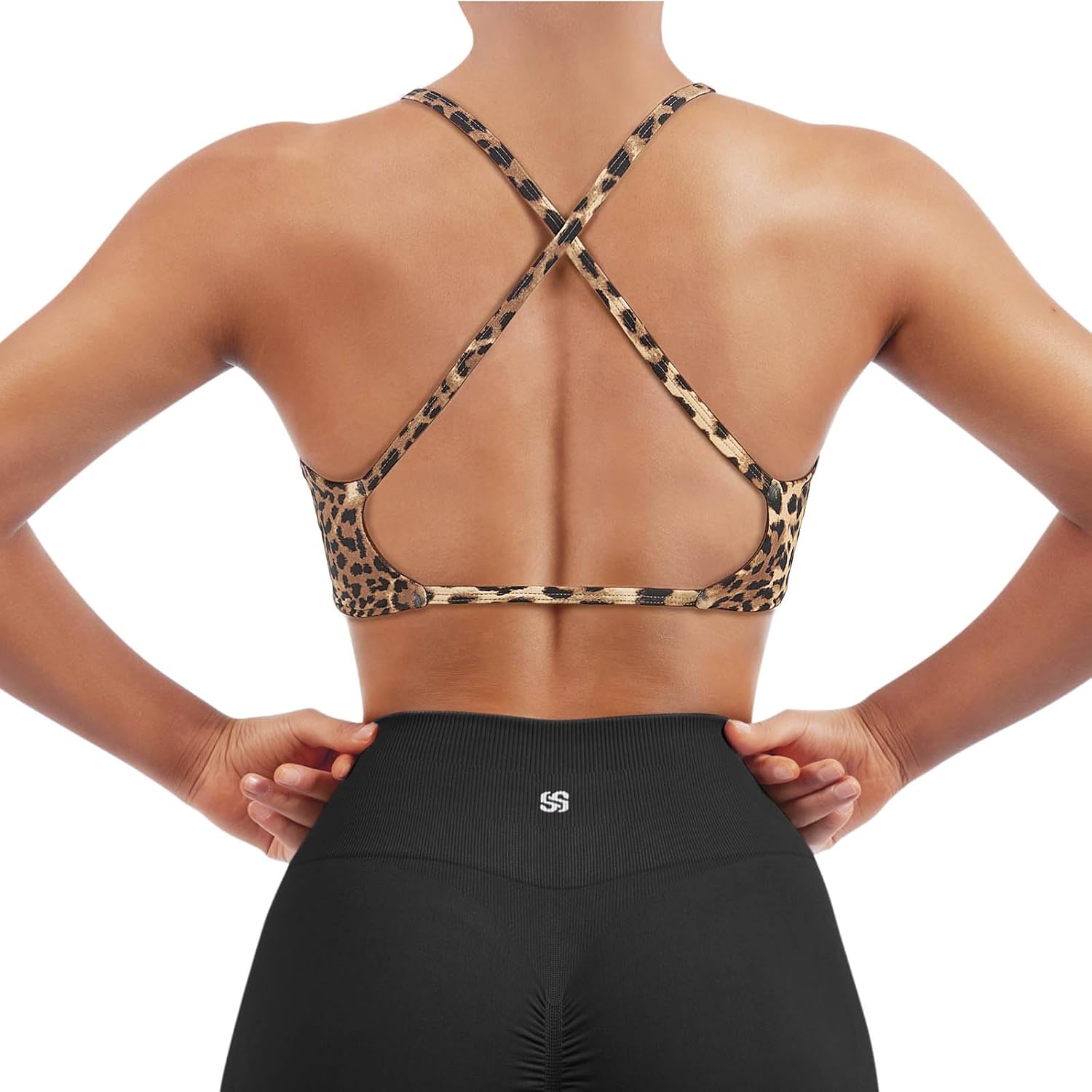 SUUKSESS Women 2 Piece Open Back Strappy Sports Bra Pack Twist V Neck Workout Crops - Image 2