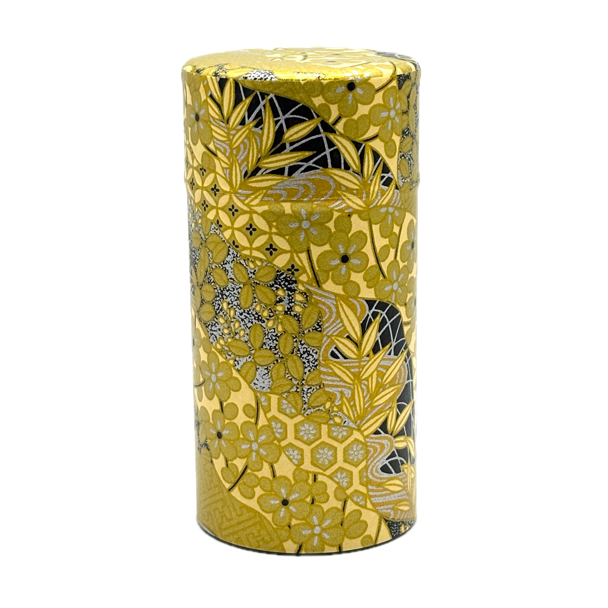 Photo 1 of ??????? Japanese Tea Canister Tin Golden Pattern/Double Lid/Japanese Washi Paper Pasted /200g Tea Capacity/Loose Leaf Tea Storage/Storage Container with Lid