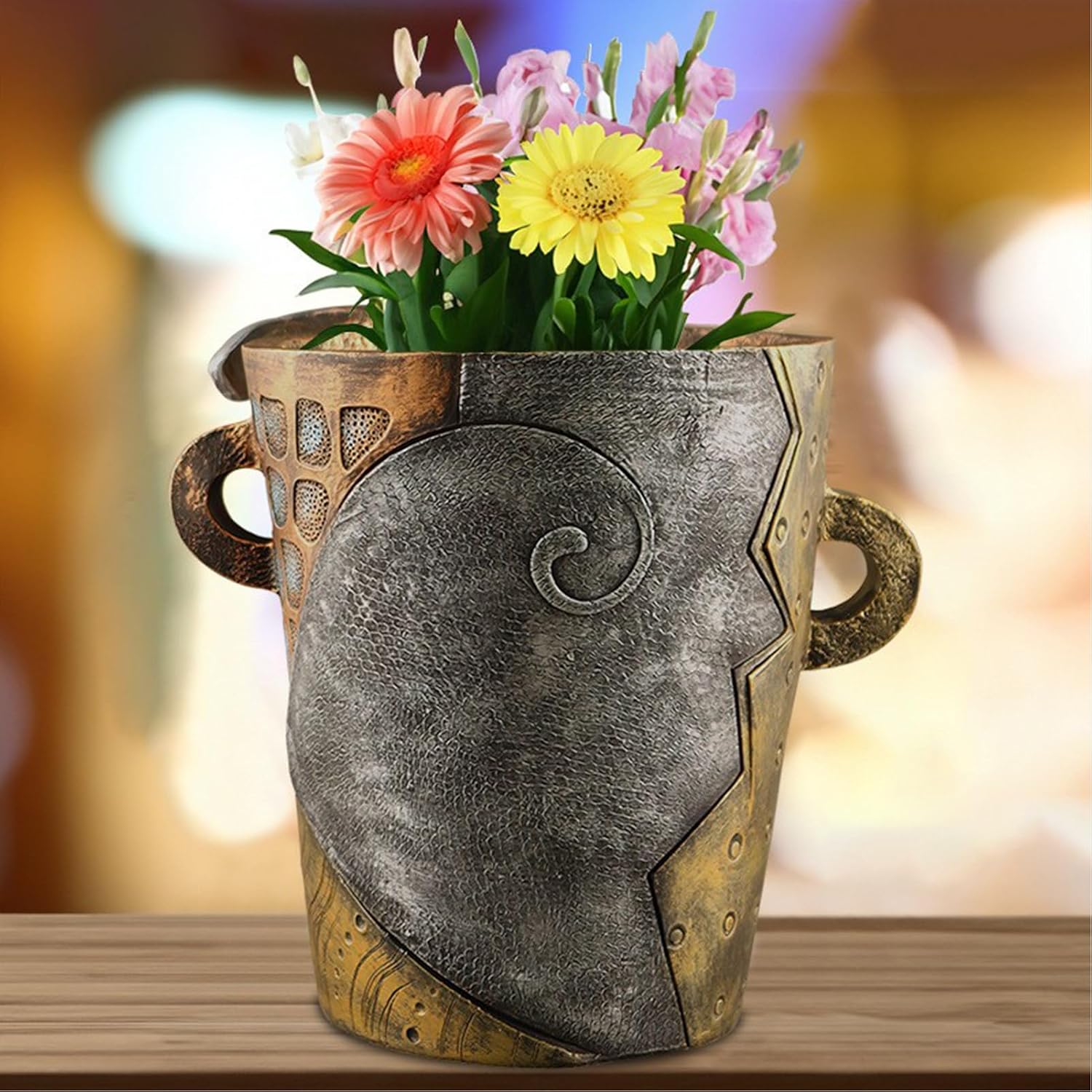 Abstract Colorful Flower Pots, Abstract Art Making Old Retro Flower Pots Resins Flowerpot Garden Courtyard Living Room Green Plants Succulent Flower Pots(#1)