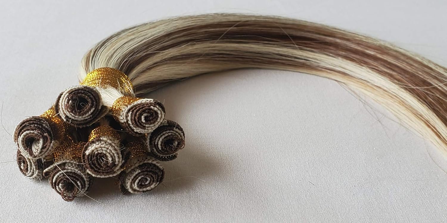 Hair Faux You 22" Hand-Tied Weft Hair, 8 Bundles, 100 grams, Soft Silky Straight,100% Human Remy Weft Hair Extensions #4/613 Dark Brown mixed with Platinum Blonde