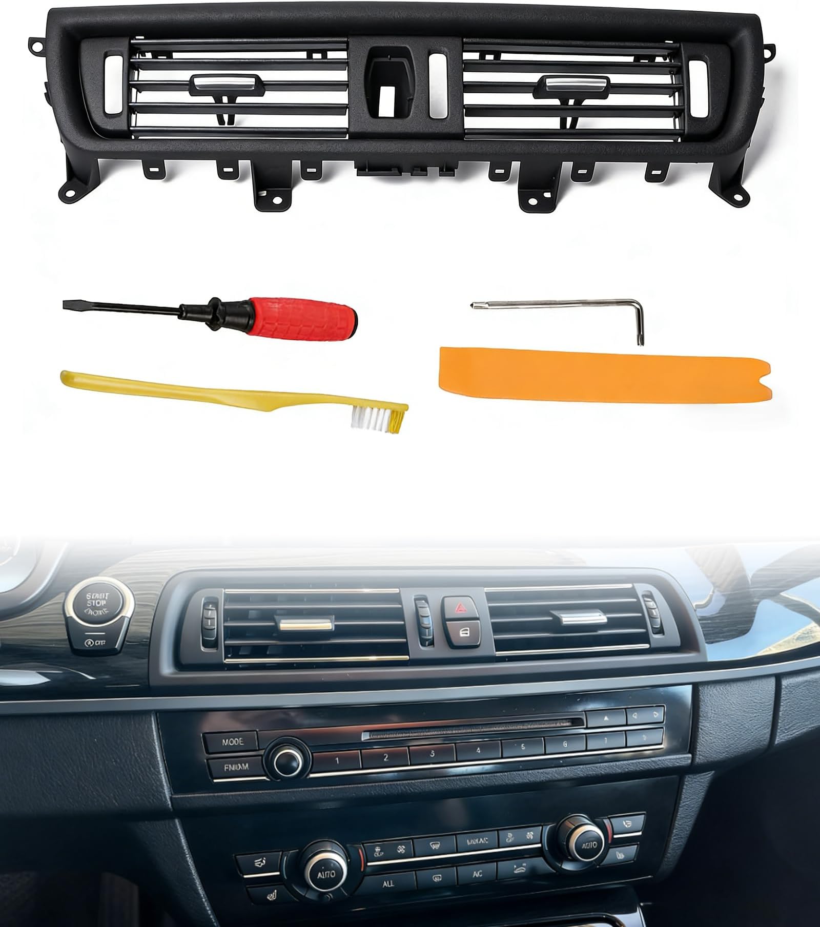Front AC Vent Compatible with BMW 5 Series 520 523 525 528 530 535 550, Dashboard Center Air Conditioning Grilles for BMW F10 F18 (2010-2016)