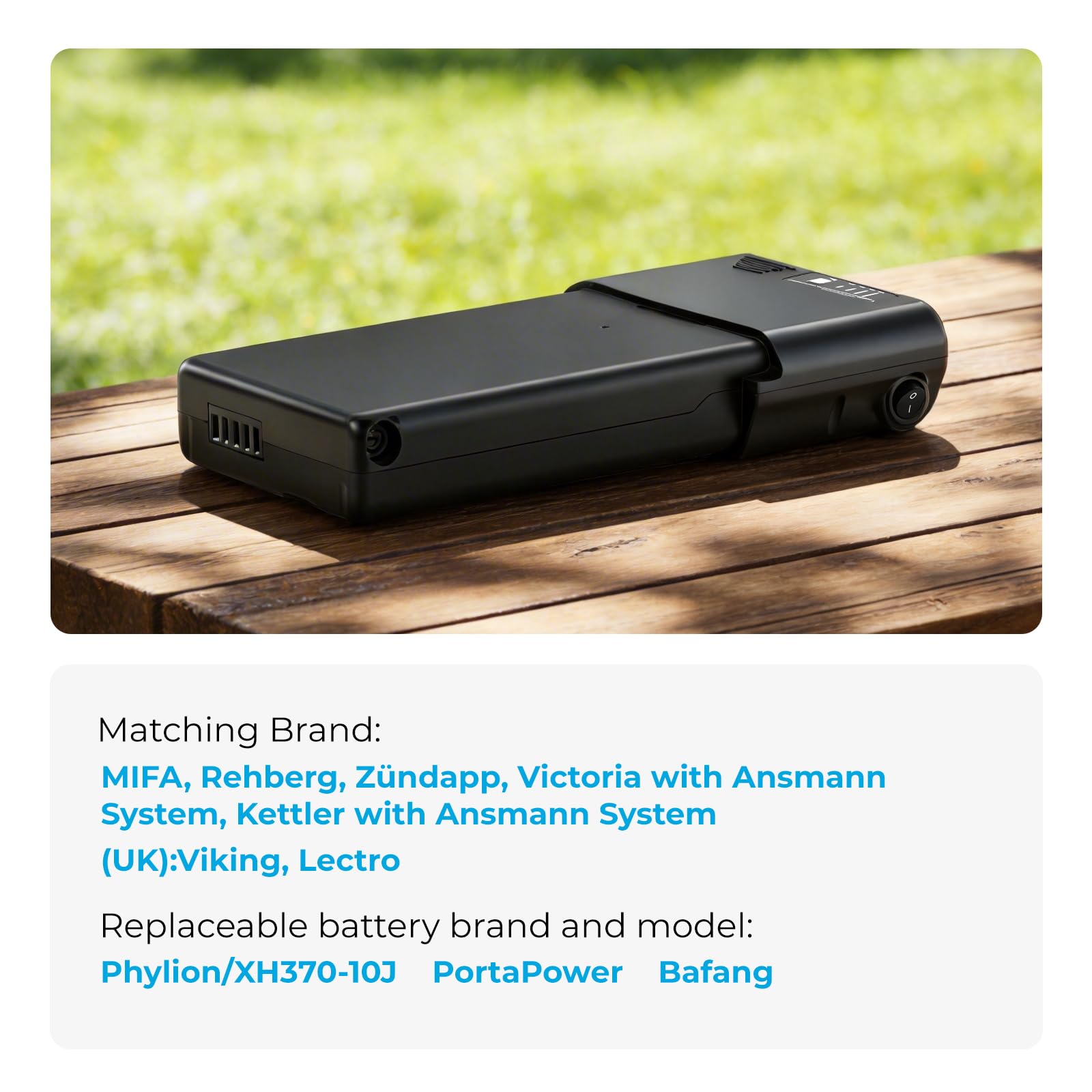 Batterie Vélo Électrique 36V 10.4Ah sans Chargeur pour Porte-Bagages | Pour Moteur 36V 50W-500W Compatible MiFa, Zündapp, Ansmann, Prophete