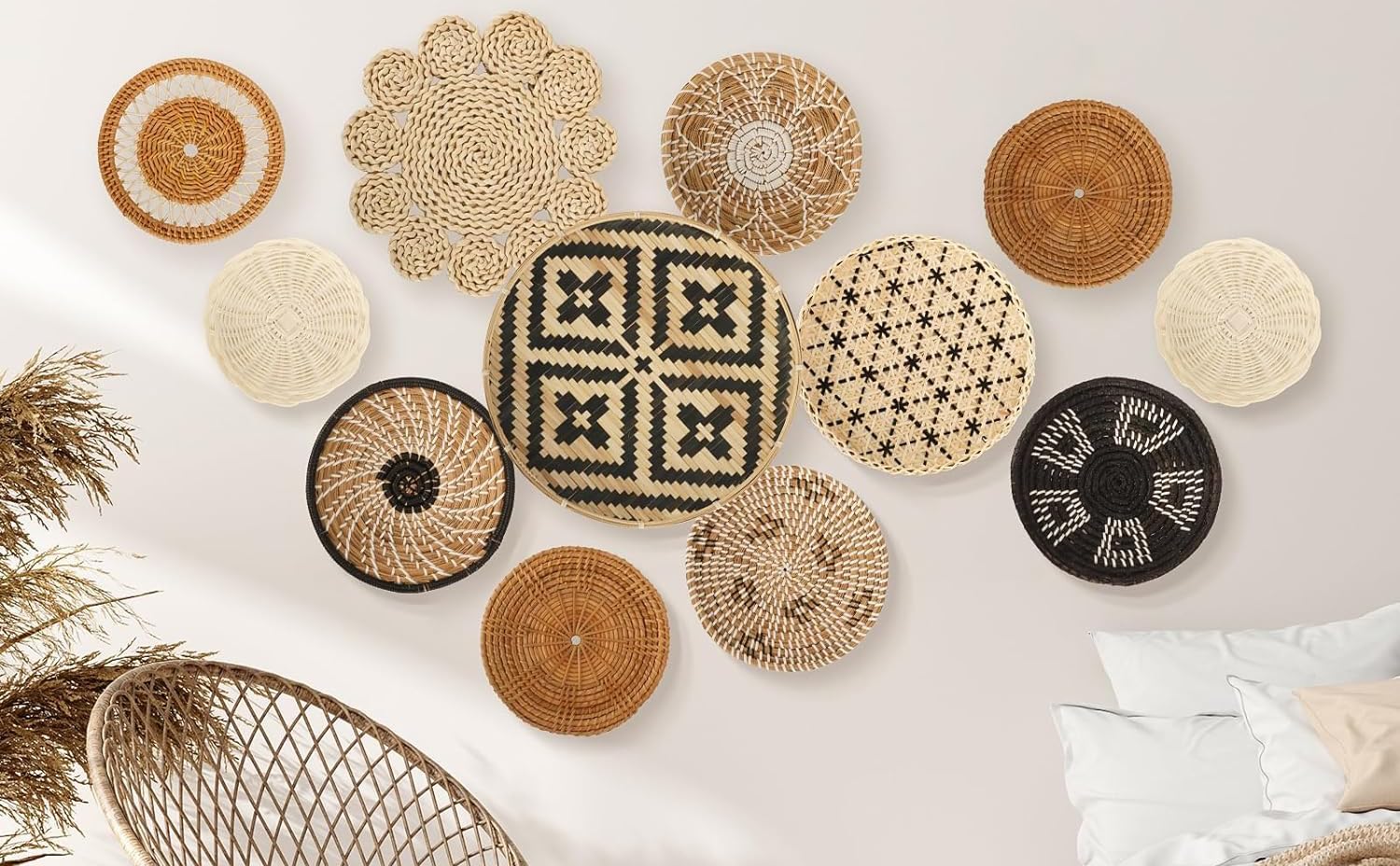 Amazon.com - Nisorpa Woven Wall Basket Set of 12 Hanging Wall Baskets ...