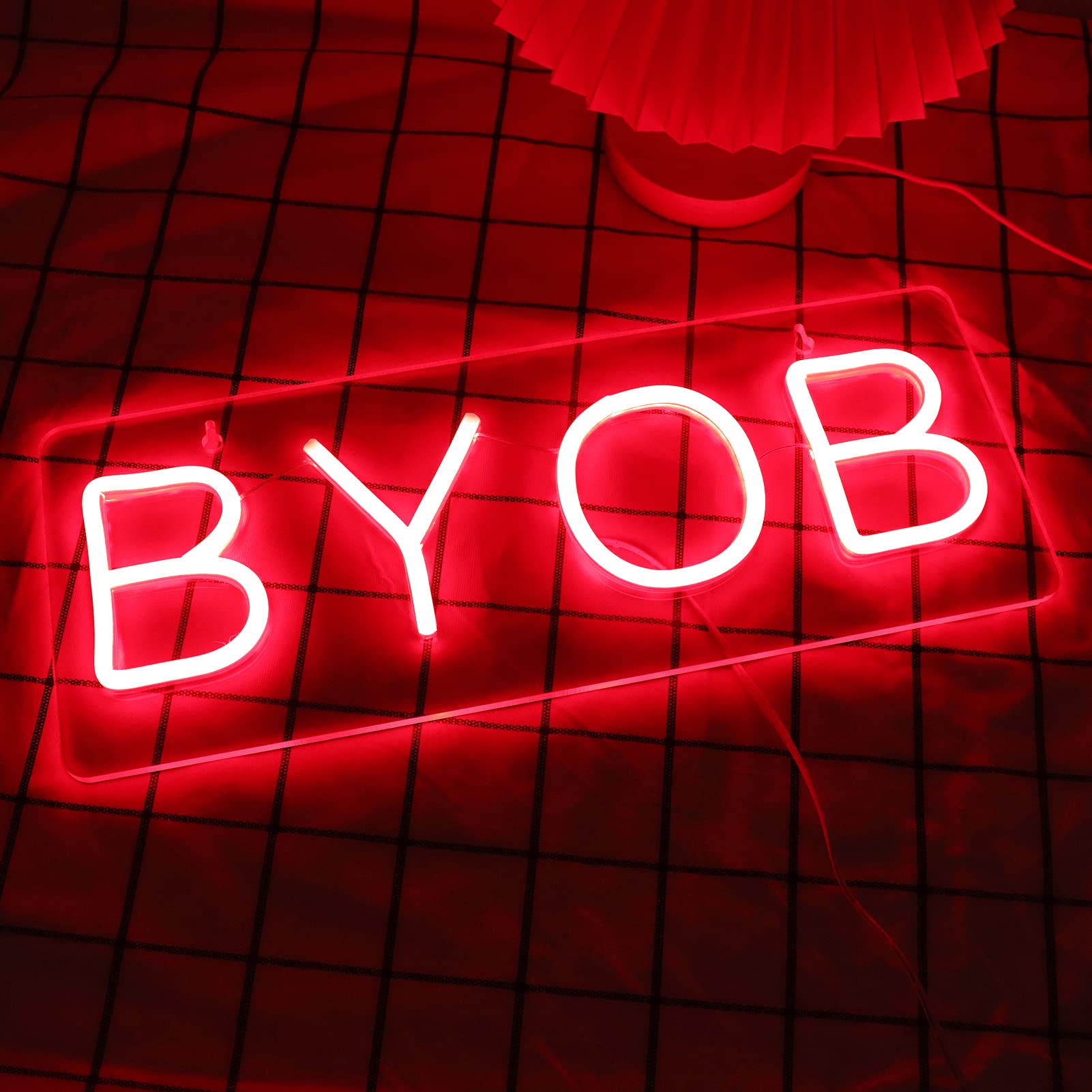 BYOB Neon Sign for Game Room Restaurant or Party Decor,Super Bright Led Light For Room Decor.Easy Hanging on Wall or Window.5V USB Power Supply.16 * 6inches.