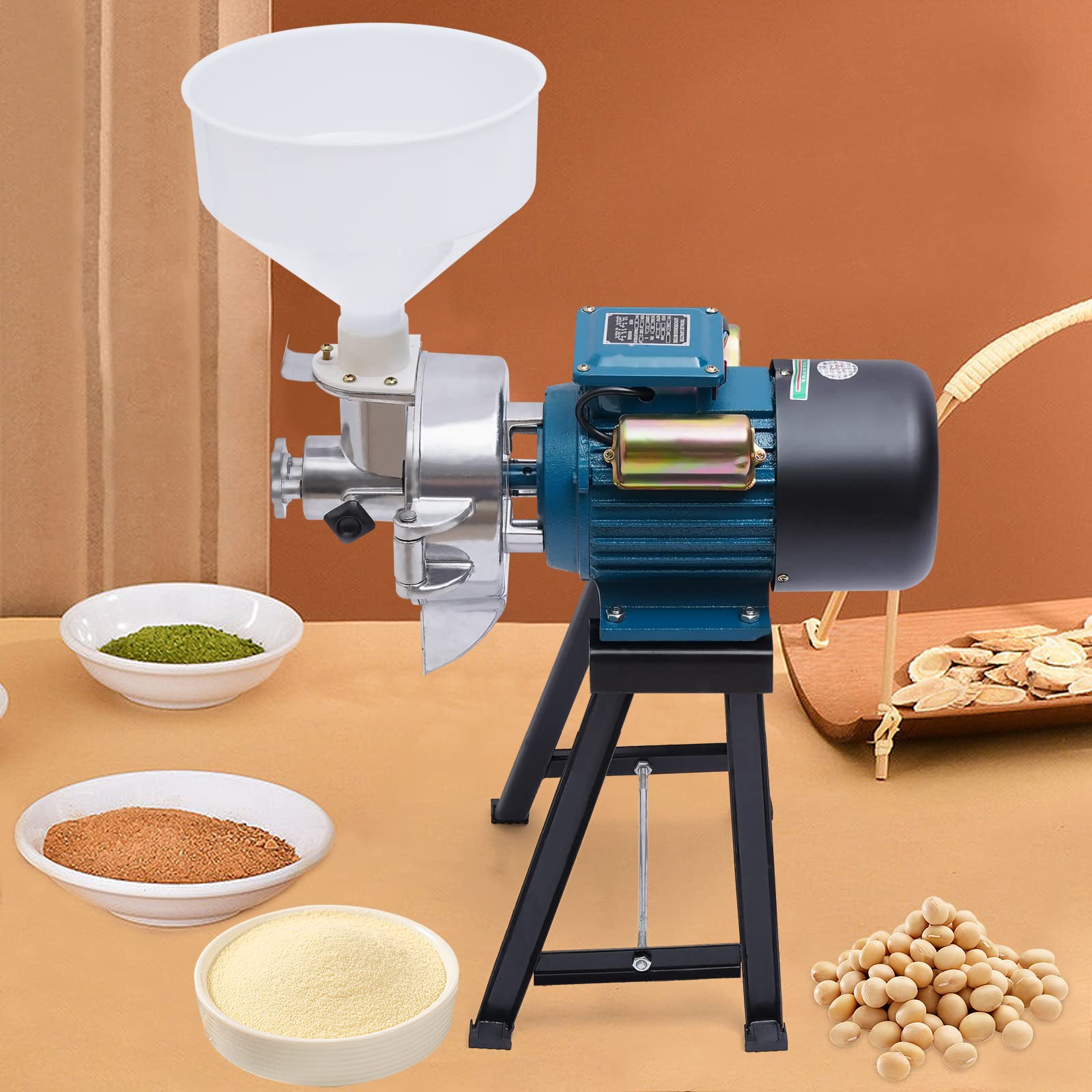 Molinillo eléctrico de cereales para escopeta, molinillo de harina, 2200 W, amoladora doméstica de aluminio + molido seco y húmedo