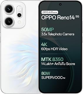 Oppo Reno14 5G (Pearl White, 12GB RAM, 512GB Storage) with No Cost EMI/Additional Exchange Offers Price In India