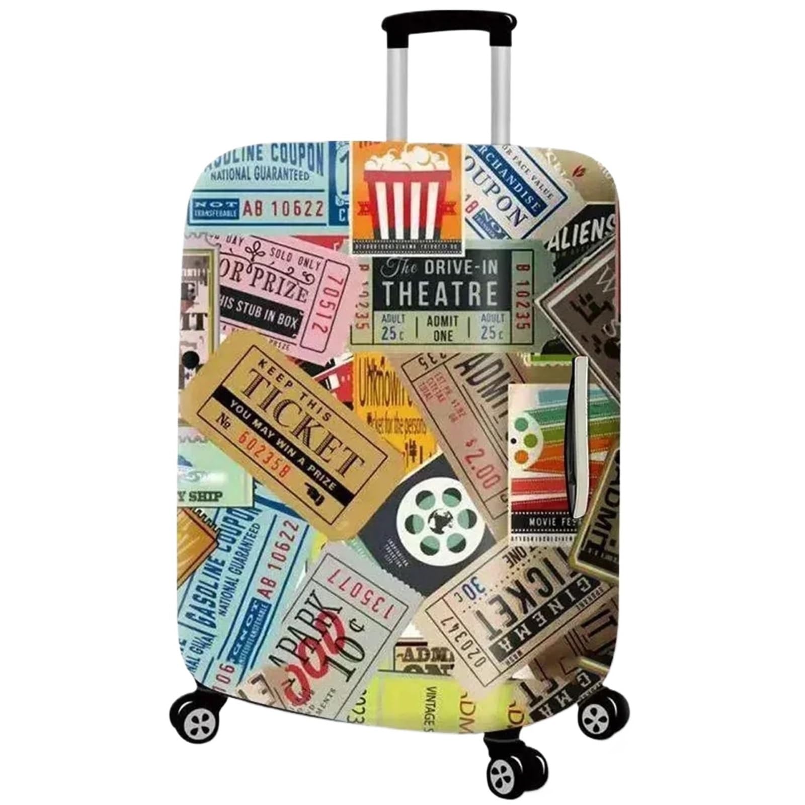 Copri Valigia 2 pezzi copertura bagagli vano bagagli tessuto elasticizzato valigia protezione bagaglio copertura antipolvere for custodia da viaggio di lunga durata da 18-32 pollici(Retro newspaper,S)