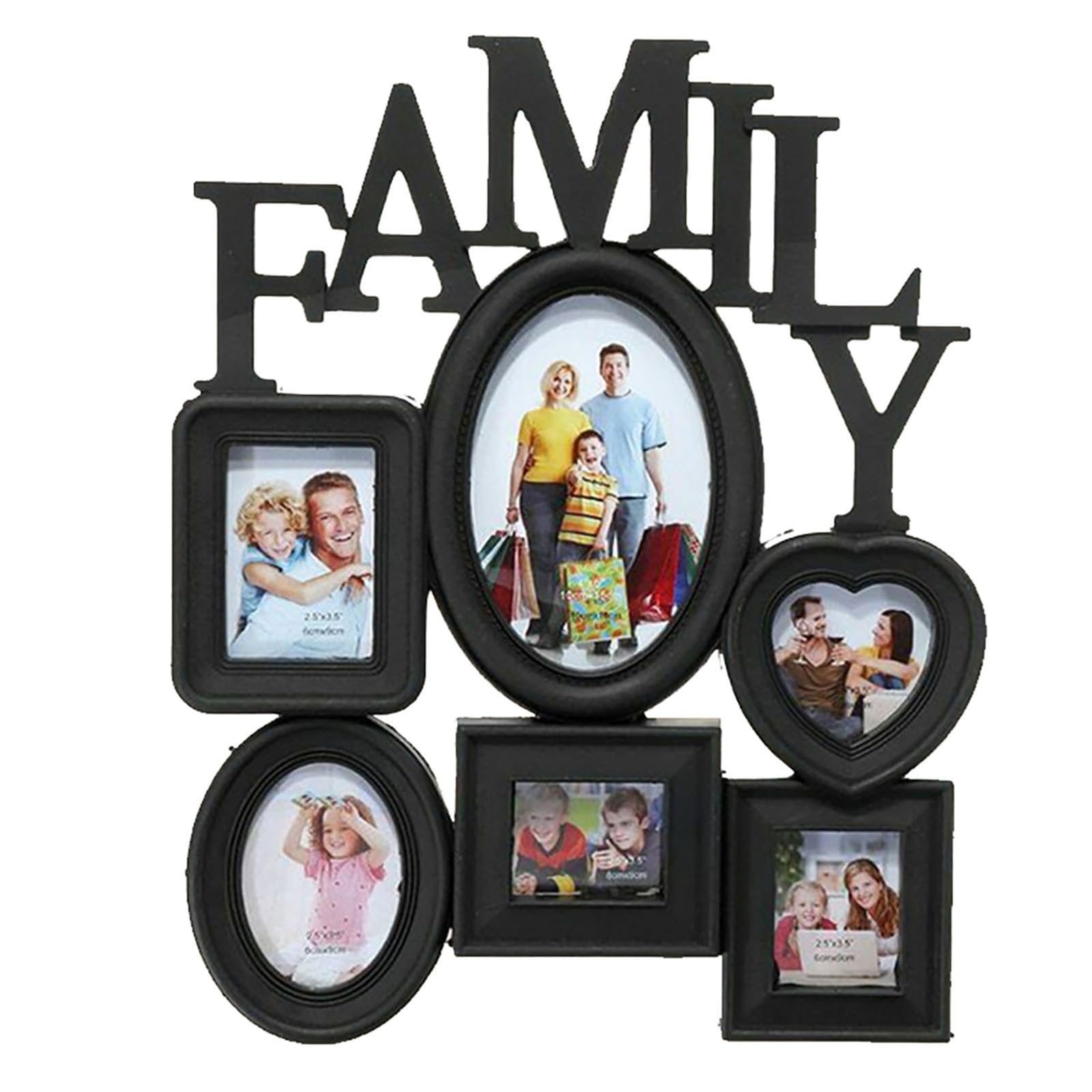 DAJGRHE Photo Frame 6 Pictures Family Photo Frames Wall Mount Frame Home Room Ornament(Black)