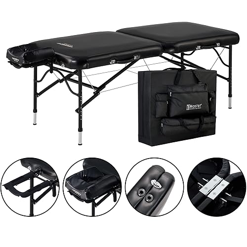 Miniatura 2 de Master Massage Paquete de mesa de masaje portátil de aluminio ultraligero StratoMaster LX de 30 pulgadas, cama de tatuaje, mesas de pestañas, color