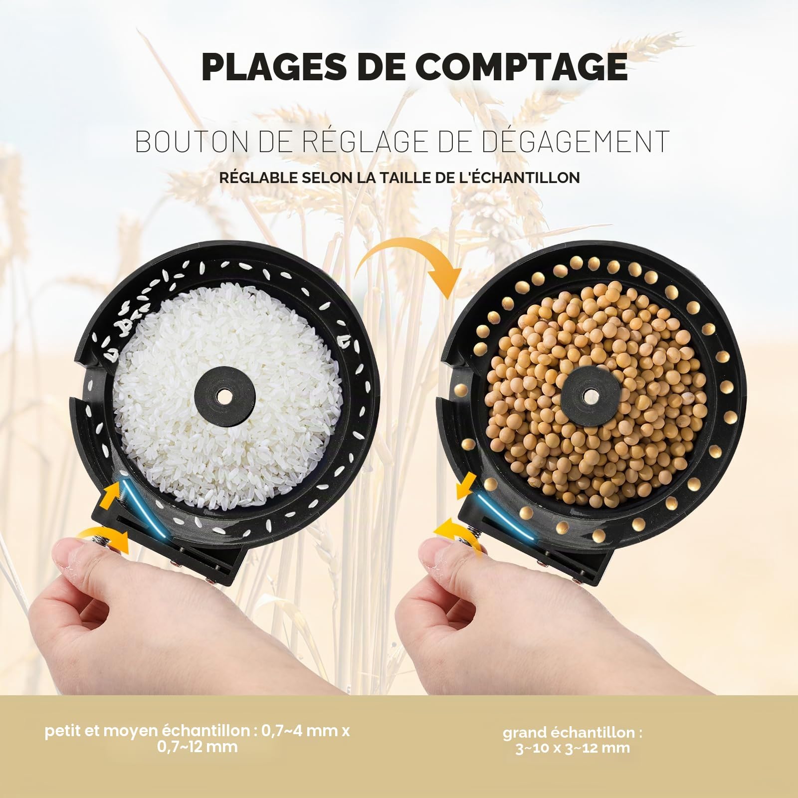 CGOLDENWALL Graines Compteur Automatique Comptage Machine avec Bouton de Réglage de Dégagement pour Divers Formes Graines SLY-C