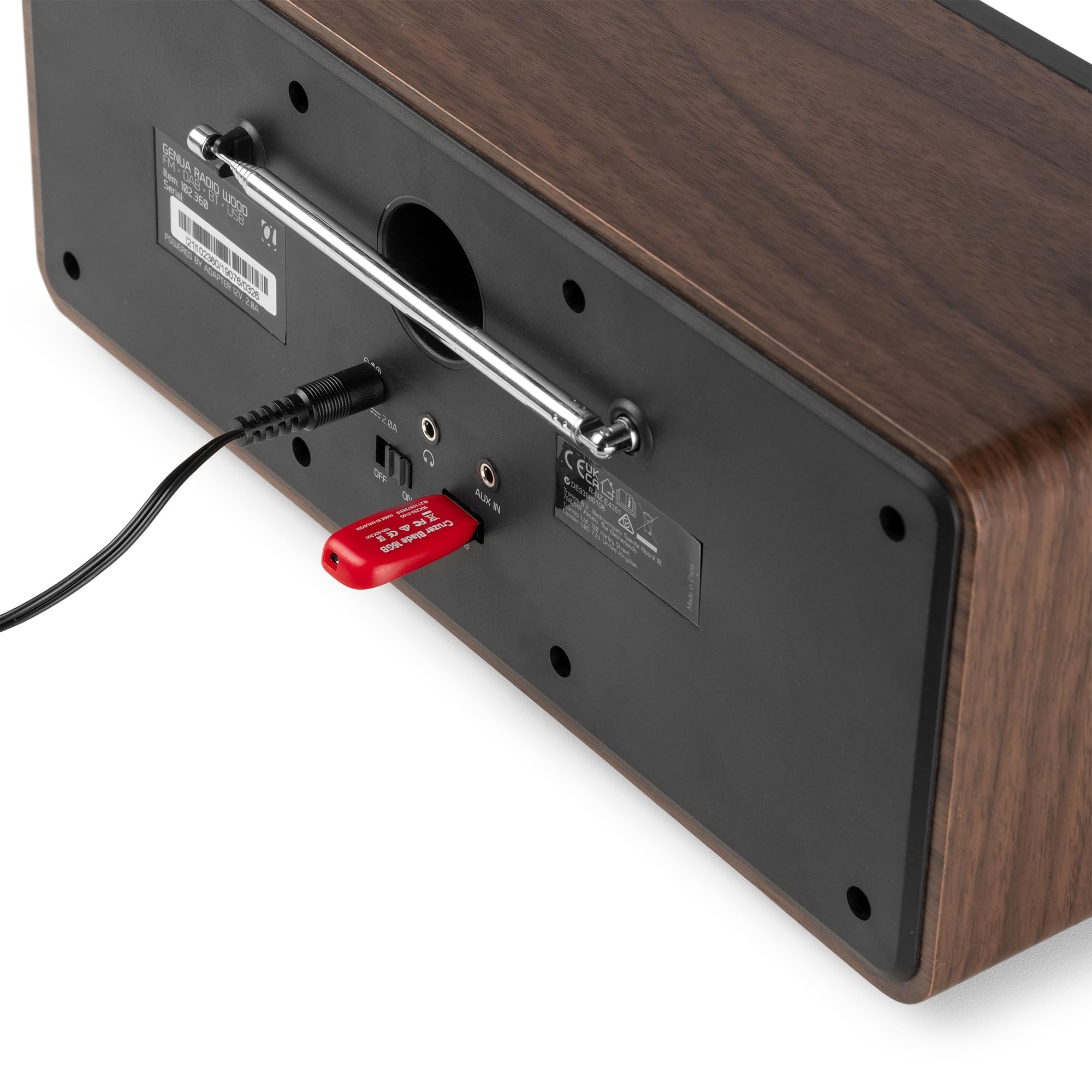Audizio Genua DAB Radio mit Bluetooth – Stereo DAB Plus Radio mit Fernbedienung, 60 Speicherplätze, Auto Scan, Line-Out, USB, Ideal für Zuhause und Unterwegs, Einfache Bedienung - Holz Look
