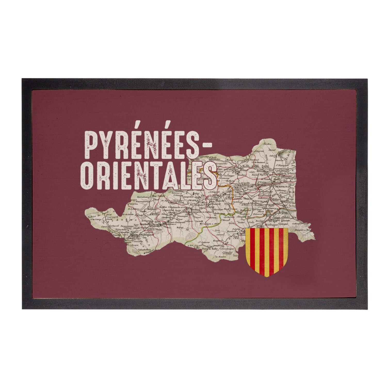 Paillasson Perpignan Haute Qualité Tapis Carte Ancienne Pyrénées Orientales 66