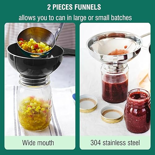 Miniatura 5 de Canning Supplies Starter Kit - Olla de enlatado de baño de agua con estante, kit de enlatado de acero inoxidable Herramientas del juego 2 embudos,