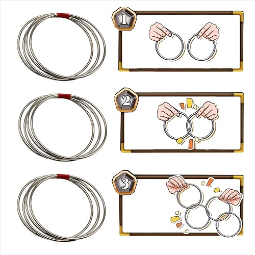sumrica Magic 3pcs Magic Trick 4 Anillos de vinculación chinos Set para niños etapa truco de magia 3.5 x 3.5 pulgadas