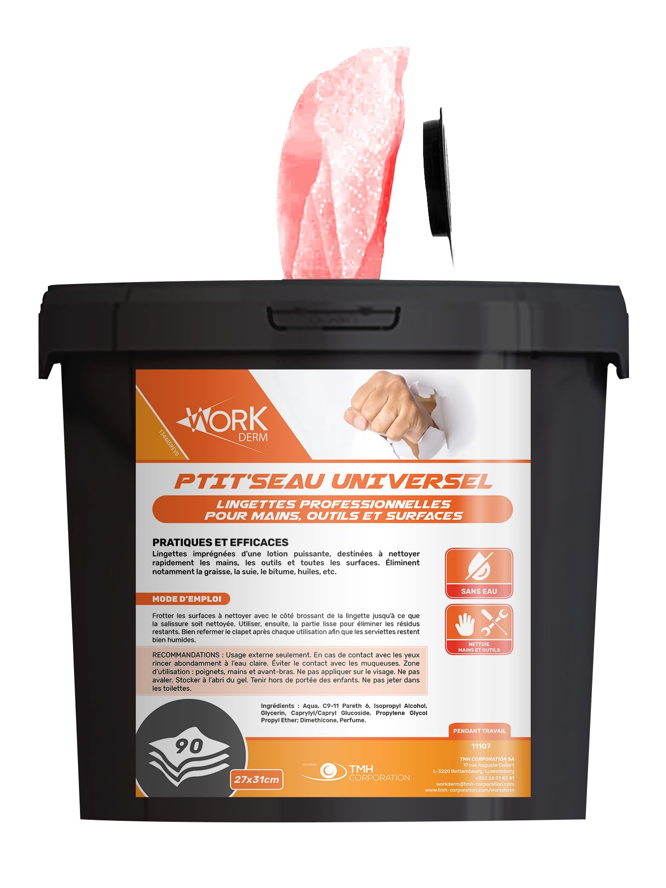 Lingette nettoyante universelle Pro - Main, Surface et outils 90 lingettes (seau de 90 lingettes)