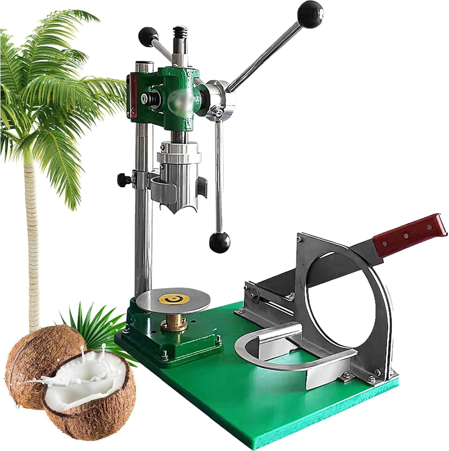 Manual Coconut Hole Opener, Manual Coconut Hole Opening Machine with Handle, Portable Stainless Steel Vertical Coconut Opener Tool, for Hotels, Beaches, Snack Bars a Handful,3Handles