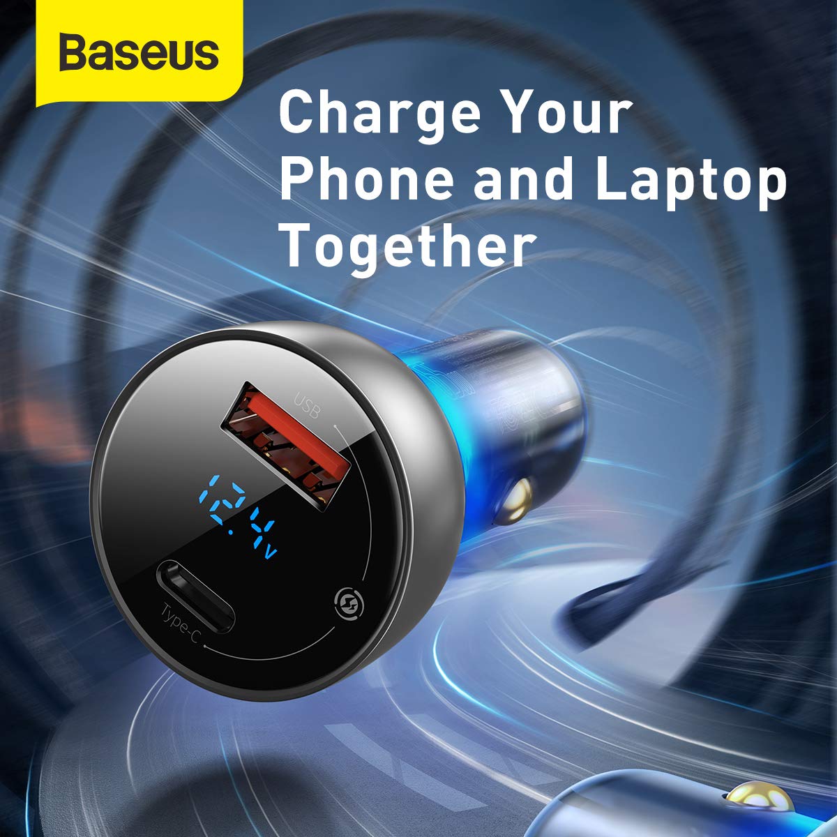 Baseus Car Charger Particular Digital Display C+U, PD 3.0 QC 4.0+, SCP, PPS, 5A, 65W Silver (CCKX-C0A)