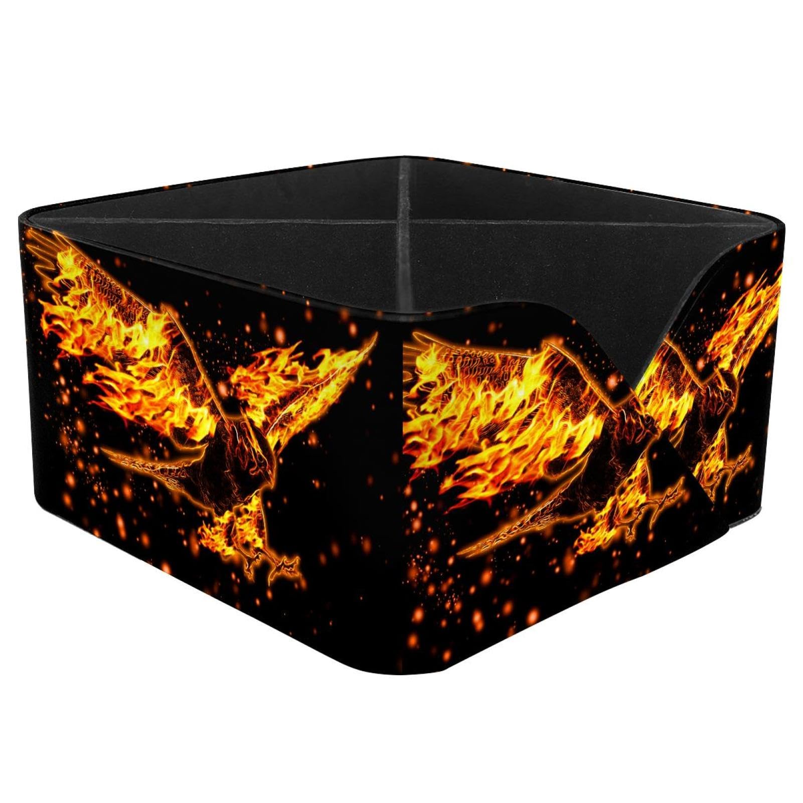 KengjuTesu Flaming Bald Birds Desktop Organizer Pen Holder, Rectangular Pencil Cup for Office, Study and Makeup Stations