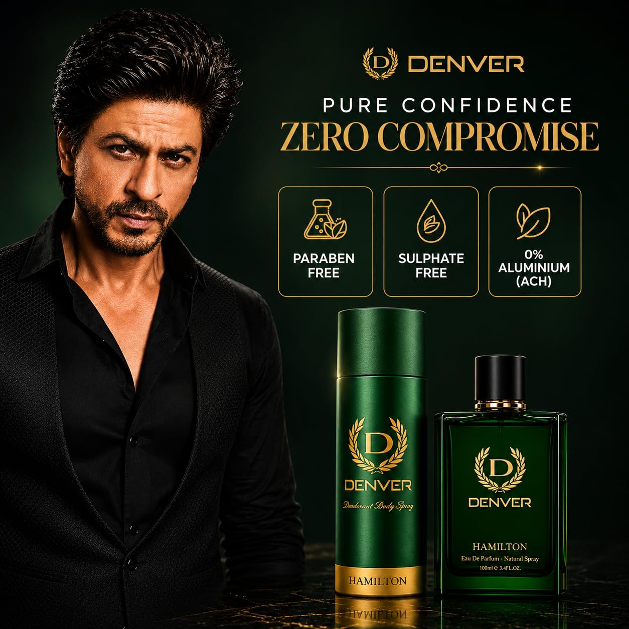 Denver Hamilton Gift Set for Men | Deodorant Body Spray 5.0 Fl Oz (150 ml) + Eau de Parfum 3.38 Fl Oz (100 ml) Combo | Long-Lasting Deo and Mens Perfume Fragrance with Odor Protection