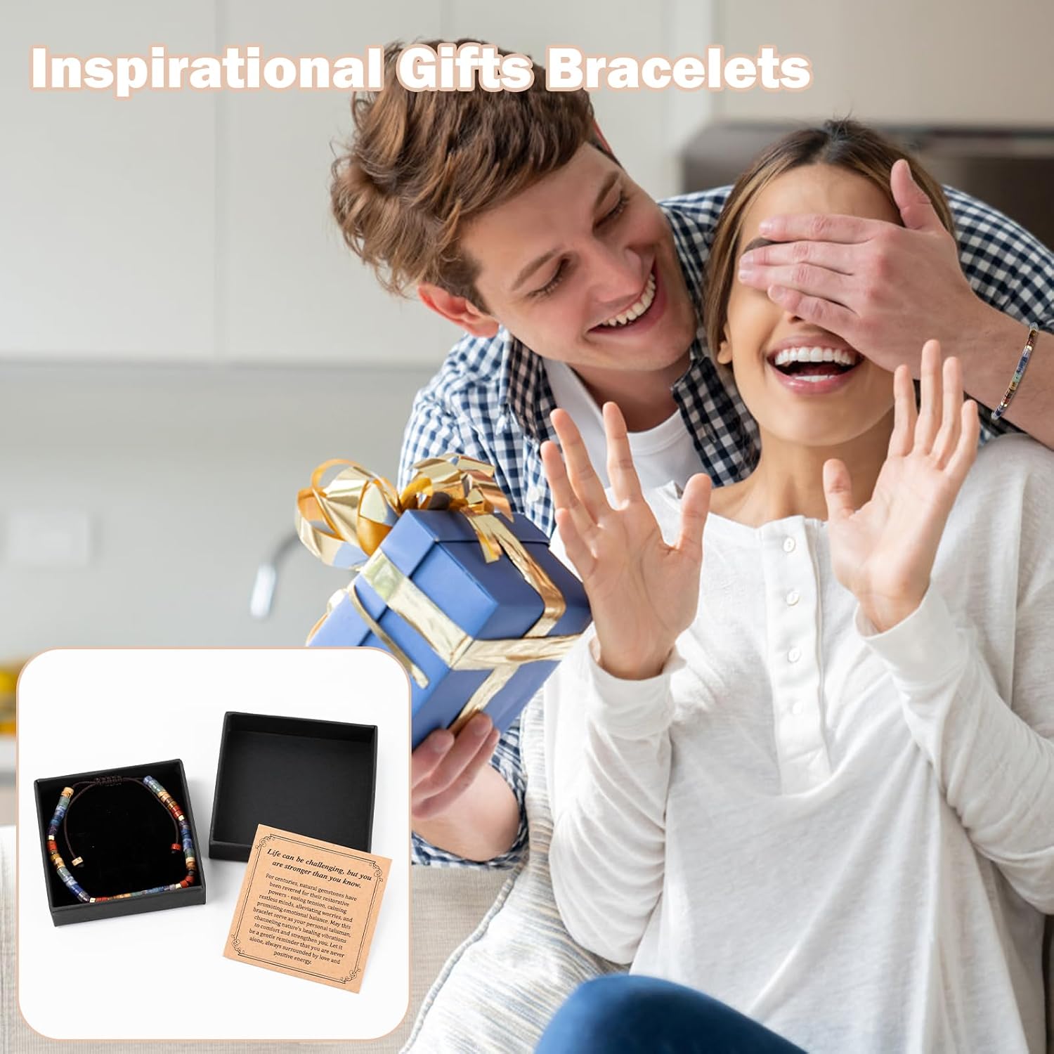 Inspirational Gifts Bracelets for Women Beaded Bracelets for Women Natural Stone Healing Bracelet Get Well Gifts for Friends Mom Daughter Sister Coworker - Image 6