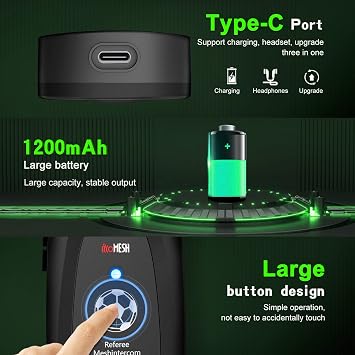 EJEAS F6 Mesh Intercom for Referee 6 People Communication System Waterproof Headset with Noise Cancellation & Strong Penetration