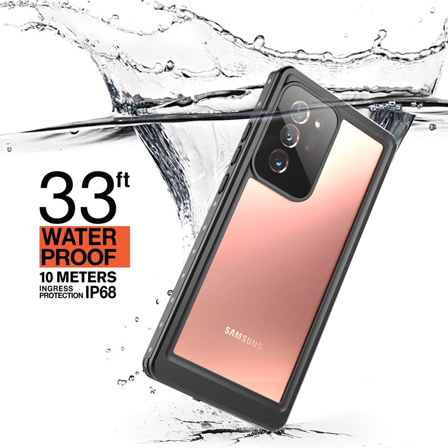 Exclusive Discount 60% Price inkolelo Galaxy Note 20 Ultra Waterproof Case,Built-in Screen Full-Body Protector with Floating Strap IP68 Waterproof Case for Samsung Galaxy Note 20 Ultra 5G (2020) - Matte Black/Orange 🔥 Crazy Deals inkolelo Galaxy Note 20 Ultra Waterproof Case,Built-in Screen Full-Body Protector with Floating Strap IP68 Waterproof Case for Samsung Galaxy Note 20 Ultra 5G (2020) - Matte Black/Orange