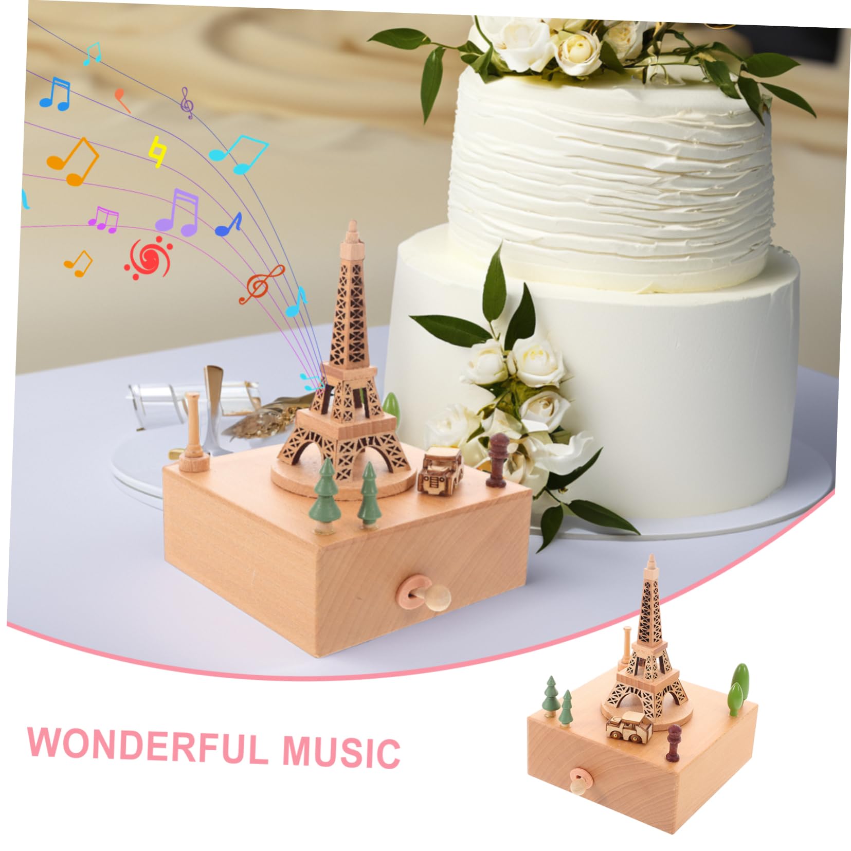 ULTECHNOVO Caja Musical con Carrusel Musical Madera Torre Eiffel Ideal para San Valentín