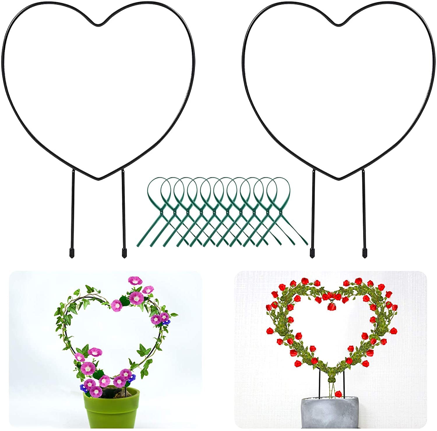 Halatool 2 Pack Black Metal Plant Trellis for Climbing
