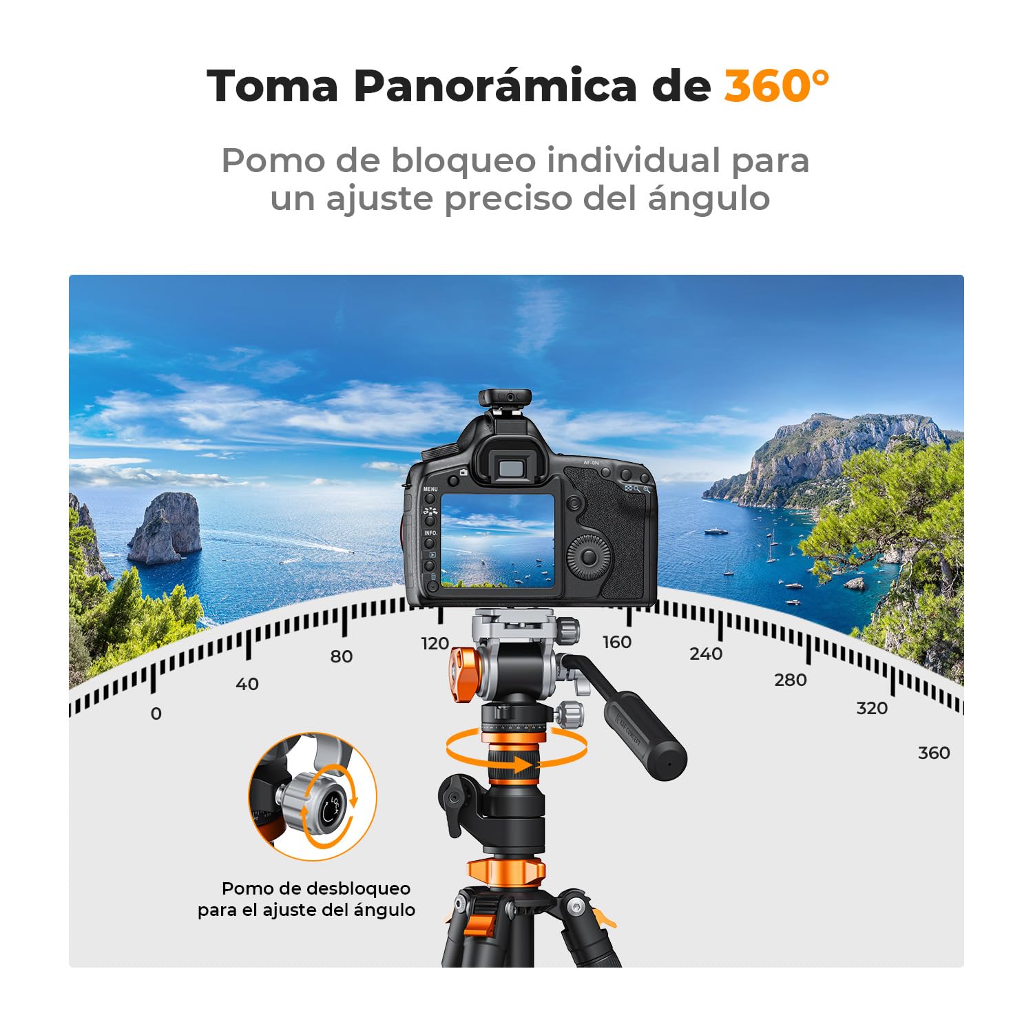 K&F CONCEPT Testa per Treppiede, FH-03 Testa Fluida con Piastra Arca-Swiss, Regolabile a 360° e Inclinazione ±90°, Testa Ammortizzata, Compatibile con Fotocamera DSLR, Videocamera, Carico Max 5kg