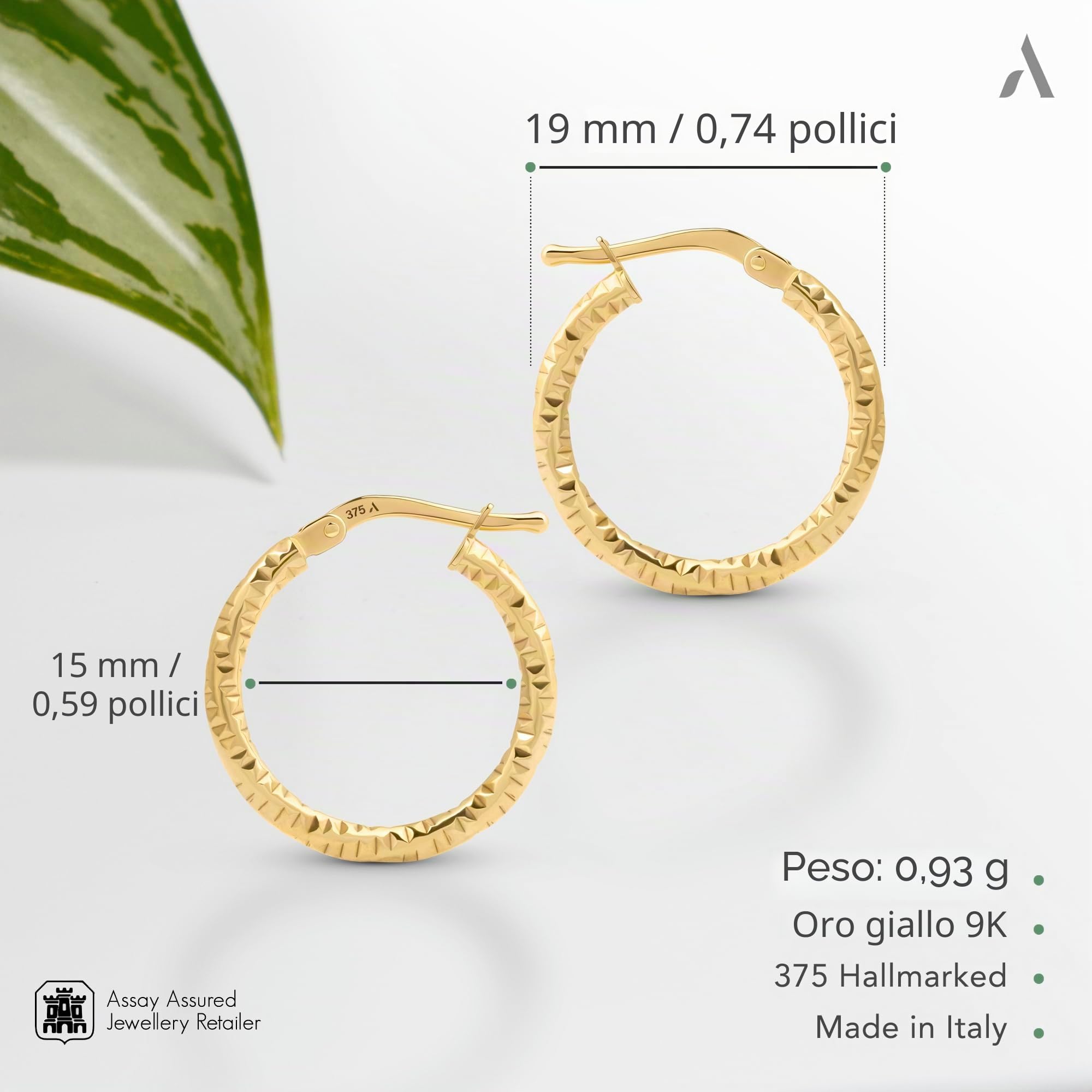 Amberta Allure Orecchini a Cerchio Intrecciati in Oro 9 Carati per Donna